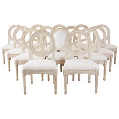 Set of Six Louis XVI Gustavian Style Dining Chairs