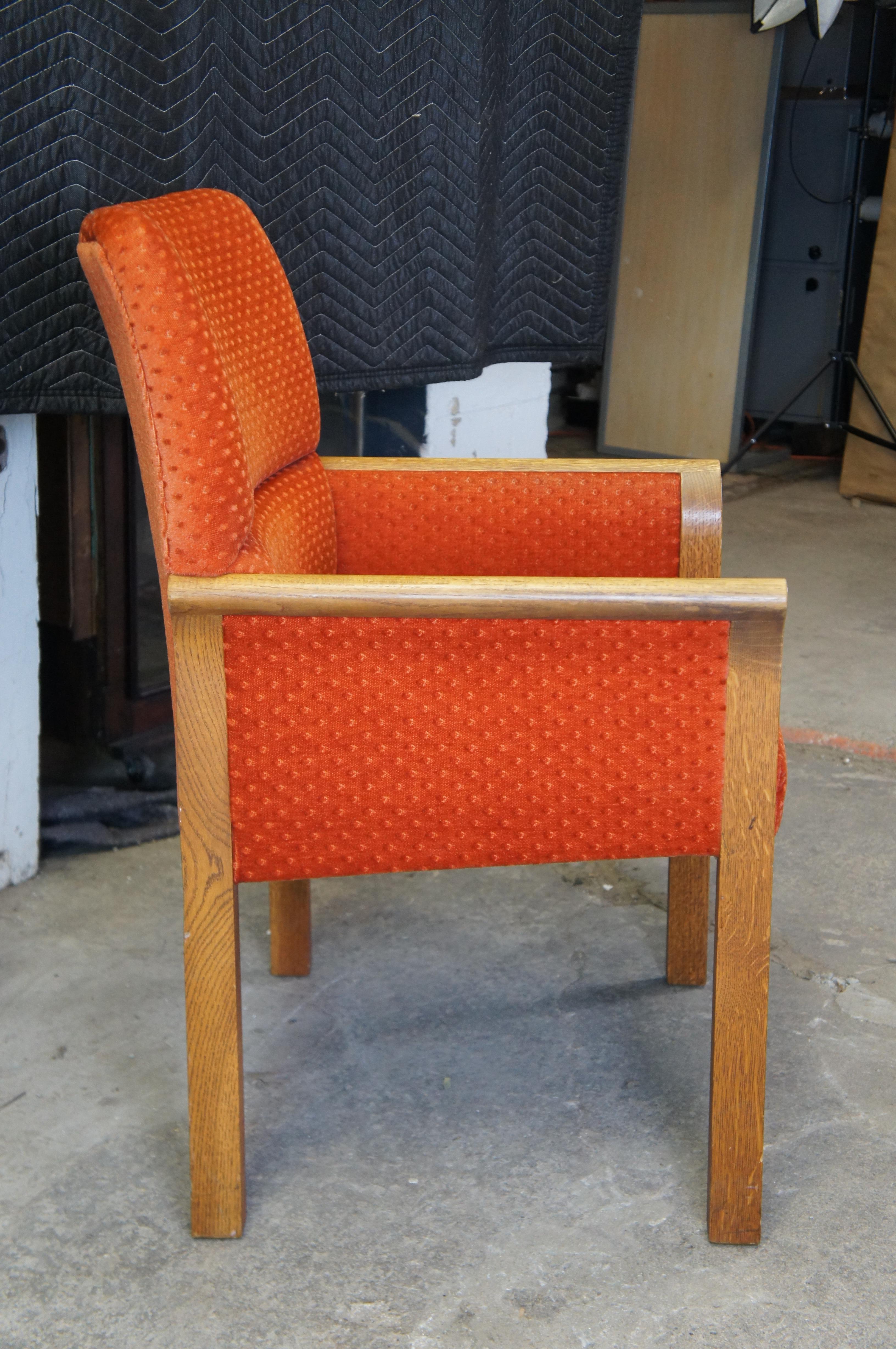 Tappezzeria Set di 14 Sedie da Pranzo da Conferenza di metà secolo in Oak Risom arancione MCM in vendita
