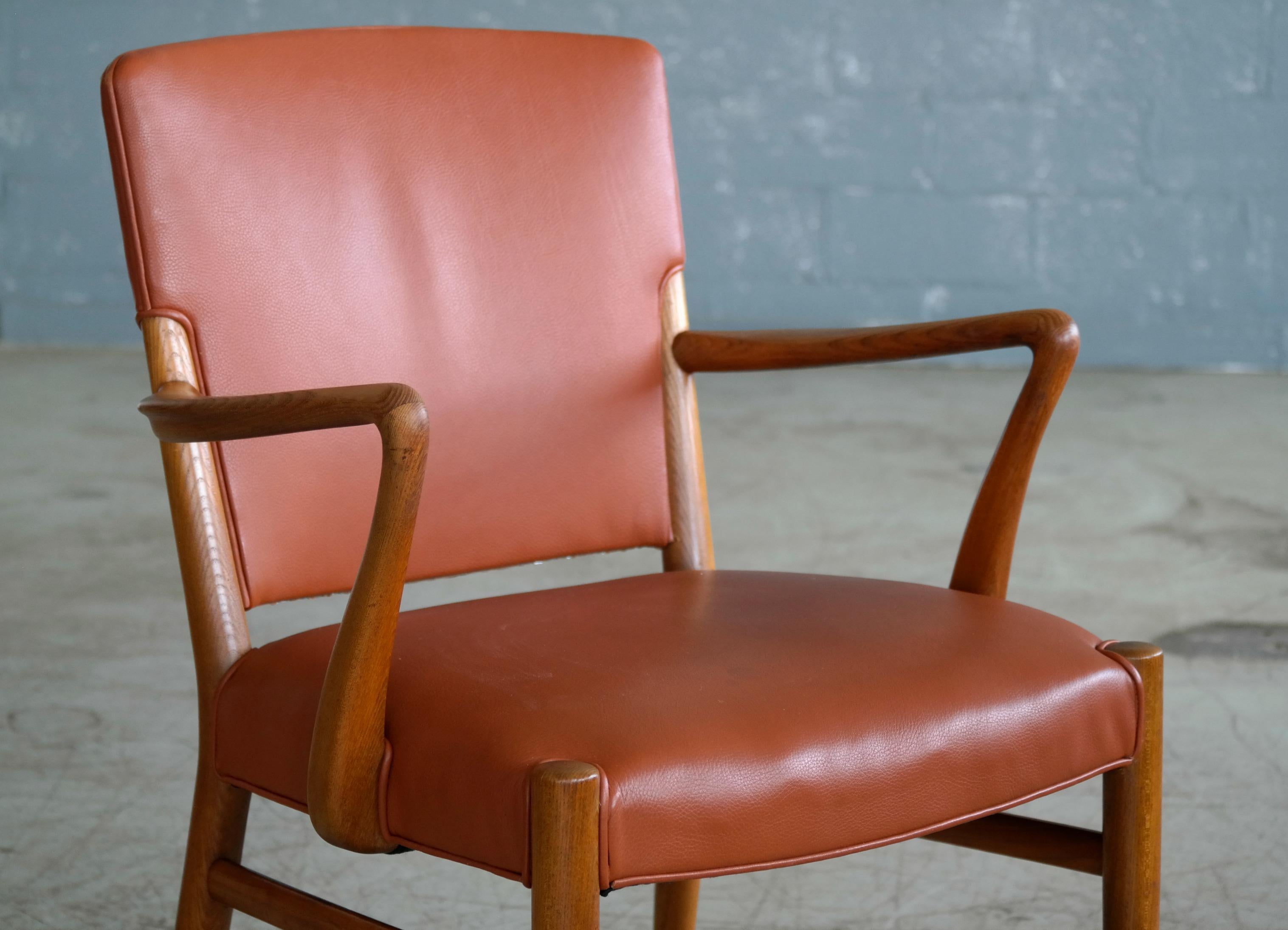 Set of 14 Midcentury Danish Conference/ Dining Chairs  in Elm and Cognac Leather 1
