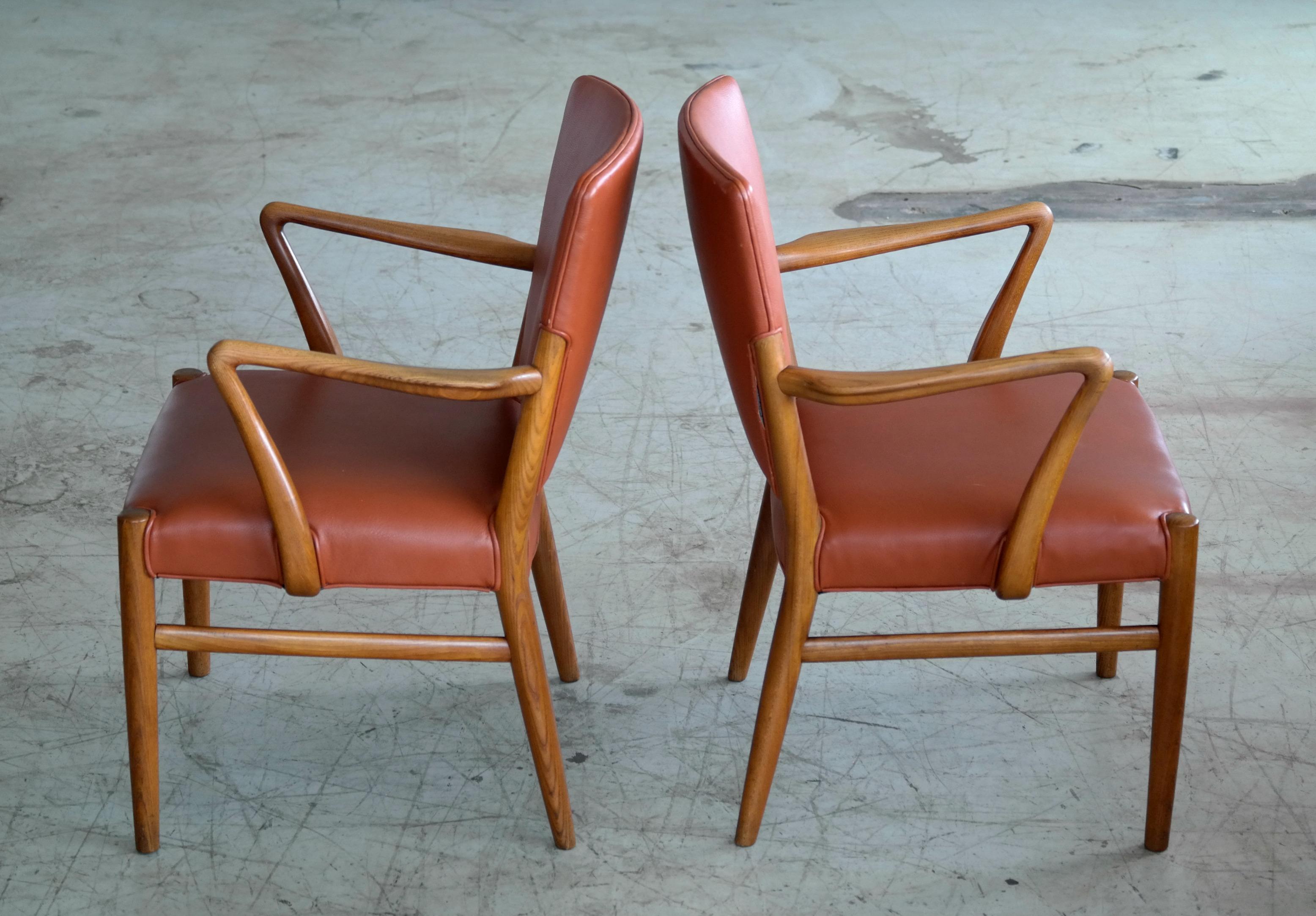 Set of 14 Midcentury Danish Conference/ Dining Chairs  in Elm and Cognac Leather 2