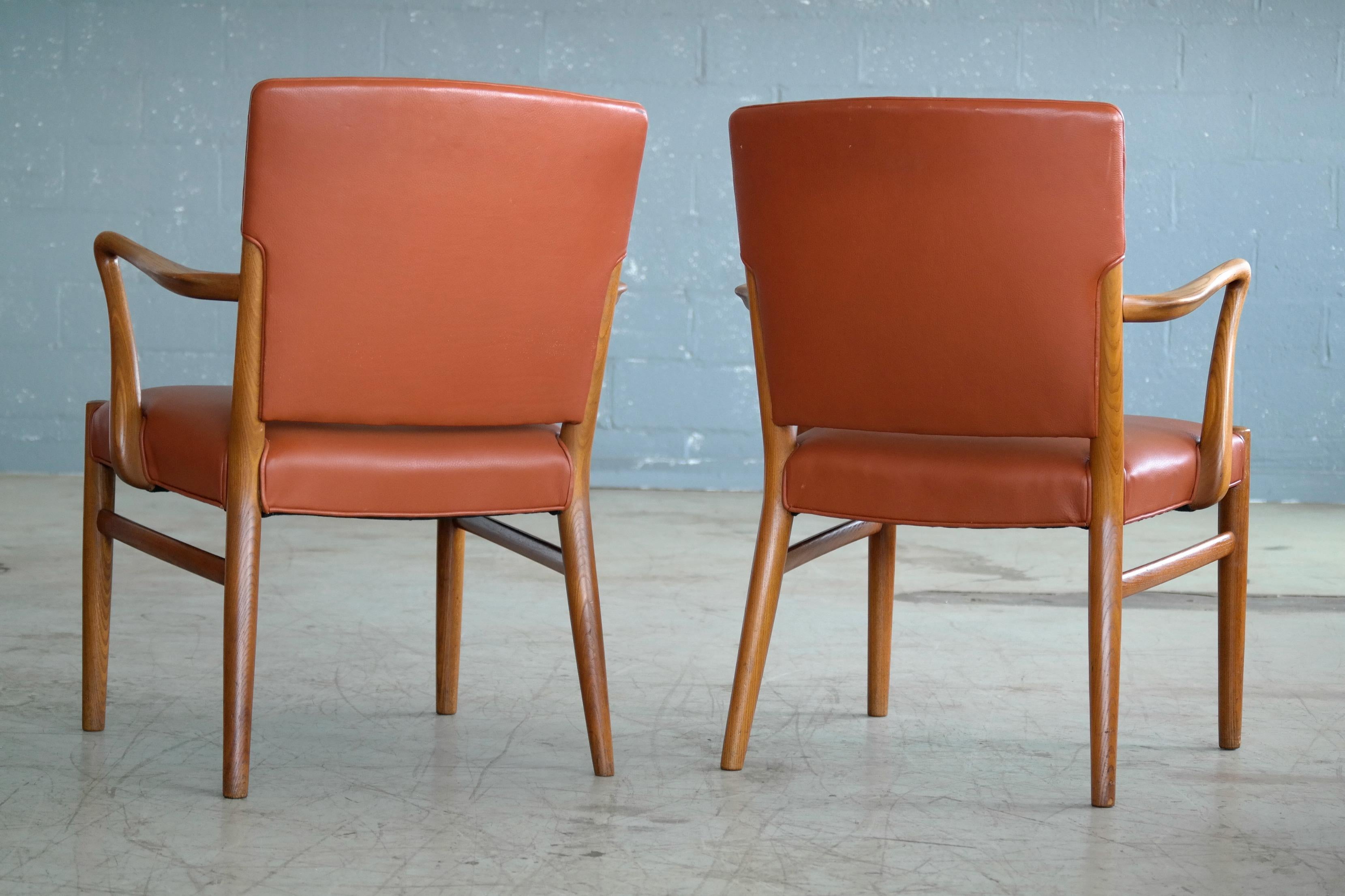 Set of 14 Midcentury Danish Conference/ Dining Chairs  in Elm and Cognac Leather 4