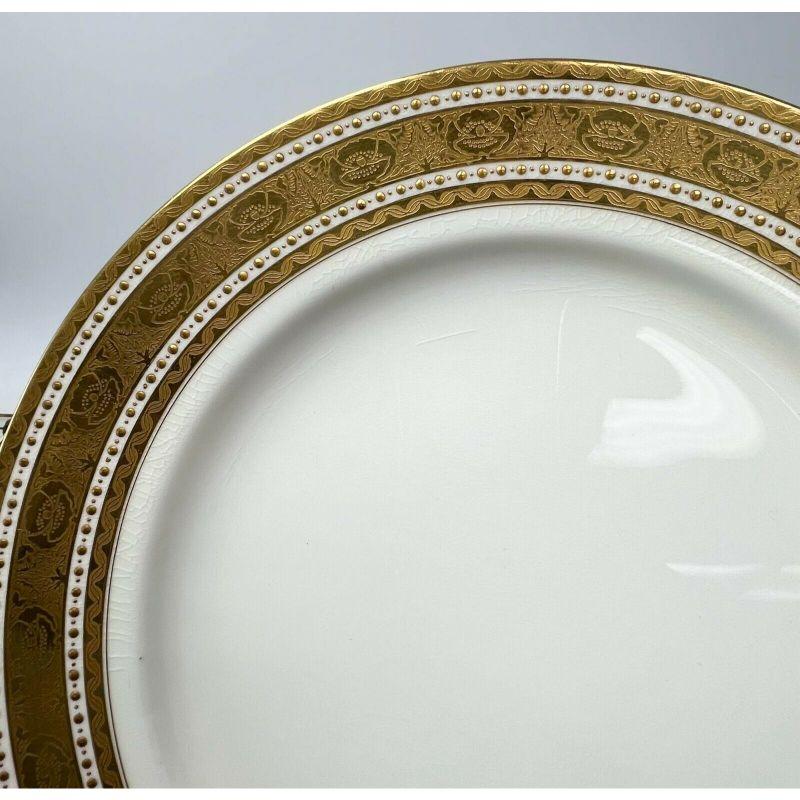 Set of 14 Minton England Gilt Porcelain Dinner Plates in 1