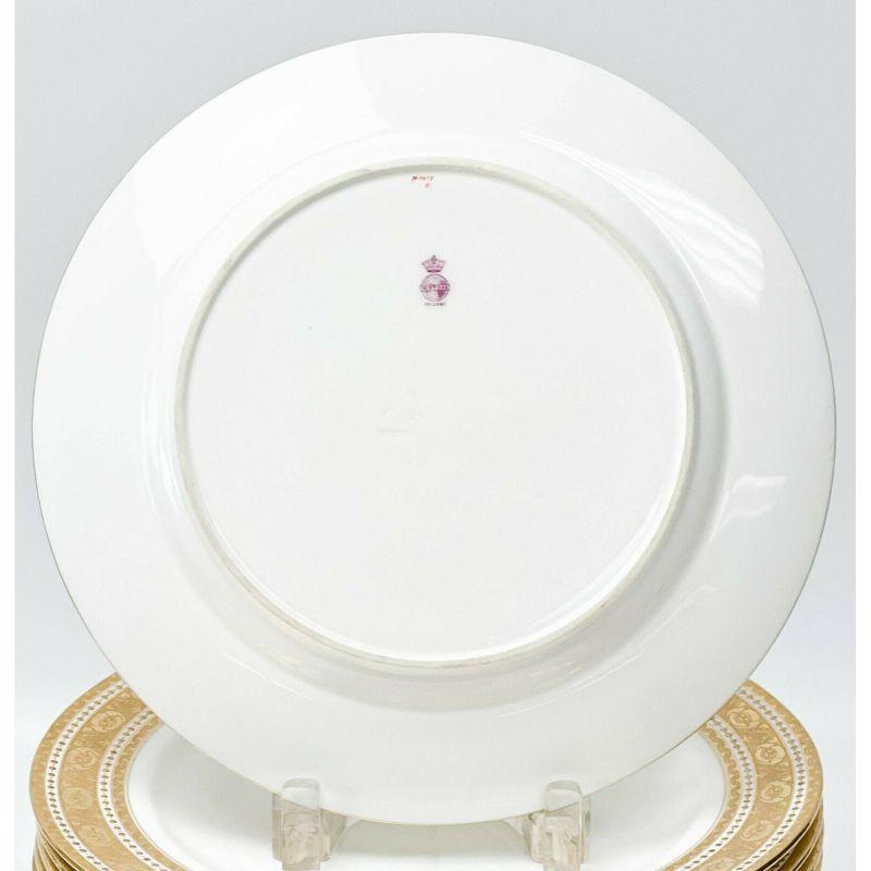 Set of 14 Minton England Gilt Porcelain Dinner Plates in 4
