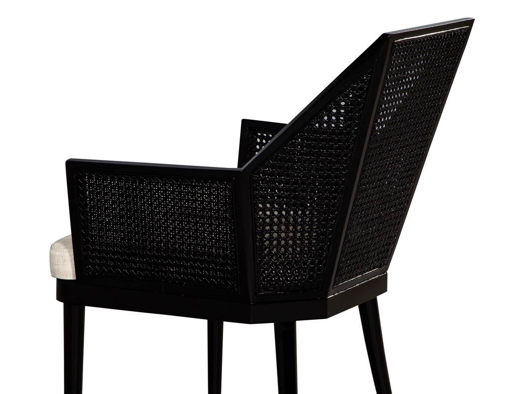 Set of 14 Modern Black Cane Dining Chairs by Baker Kara Man 1