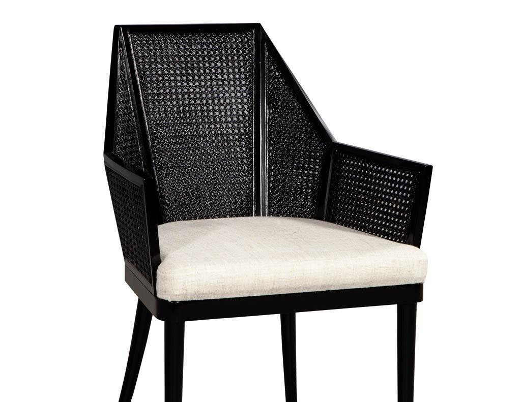 Set of 14 Modern Black Cane Dining Chairs by Baker Kara Man 2