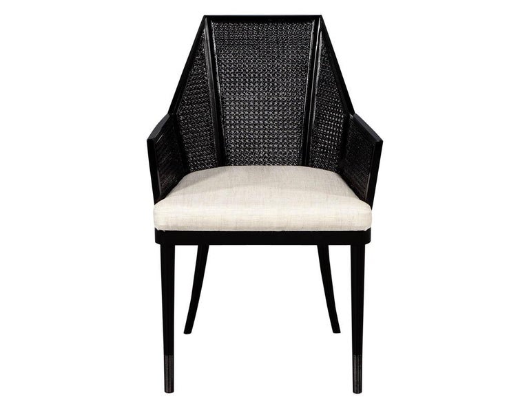 Set of 14 Modern Black Cane Dining Chairs by Baker Kara Man at 1stDibs