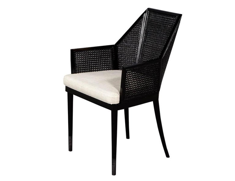 Set of 14 Modern Black Cane Dining Chairs by Baker Kara Man at 1stDibs