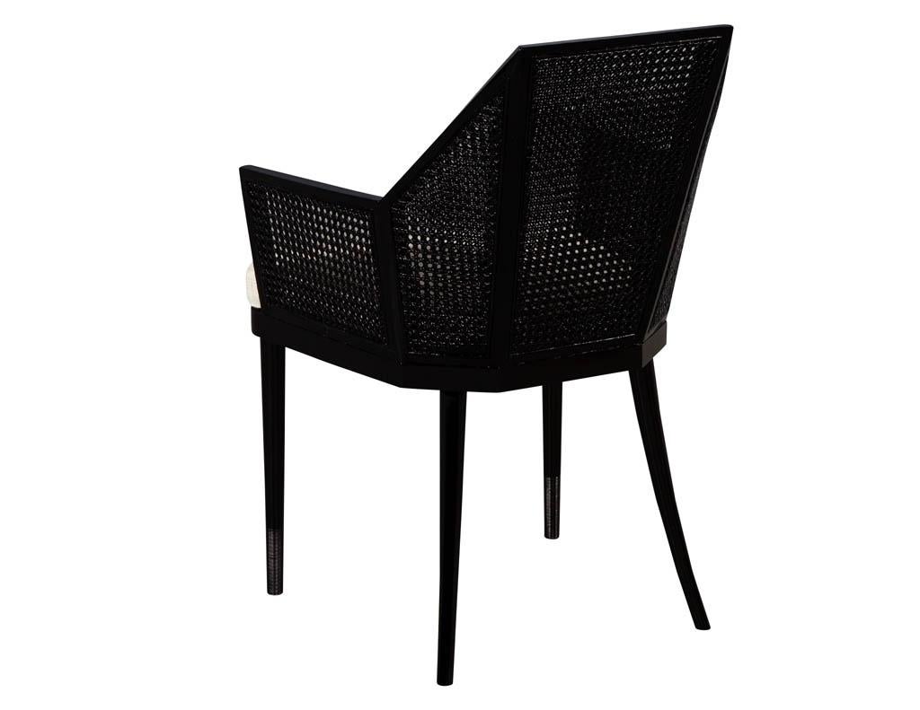 Set of 14 Modern Black Cane Dining Chairs by Baker Kara Man In New Condition In North York, ON