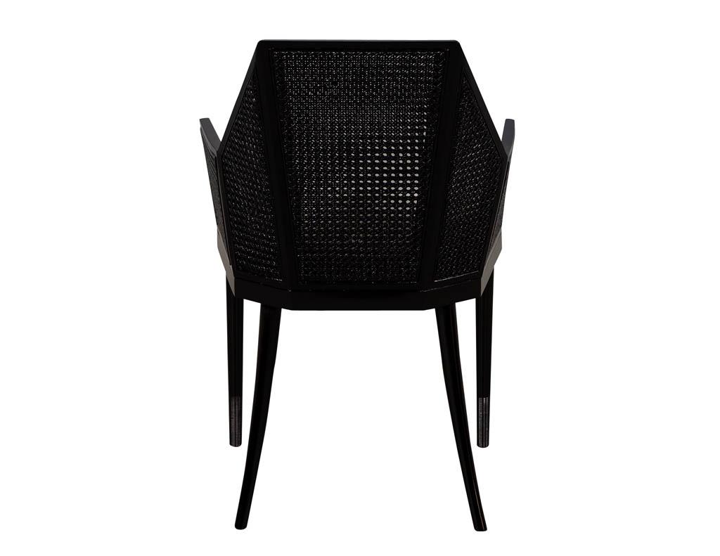 Contemporary Set of 14 Modern Black Cane Dining Chairs by Baker Kara Man