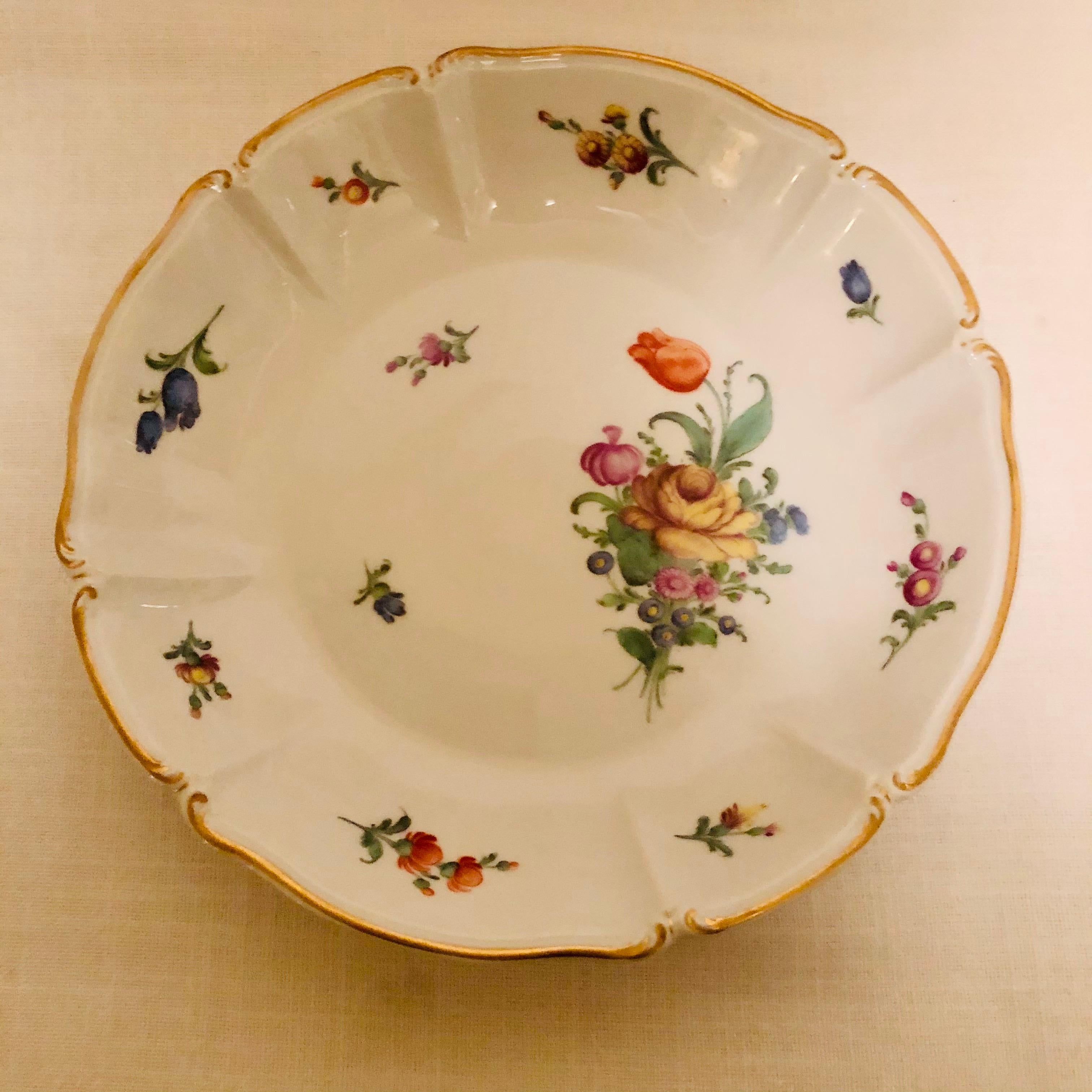Set of 10 Nymphenburg Soup Bowls Each Painted With a Different Flower Bouquet For Sale 2