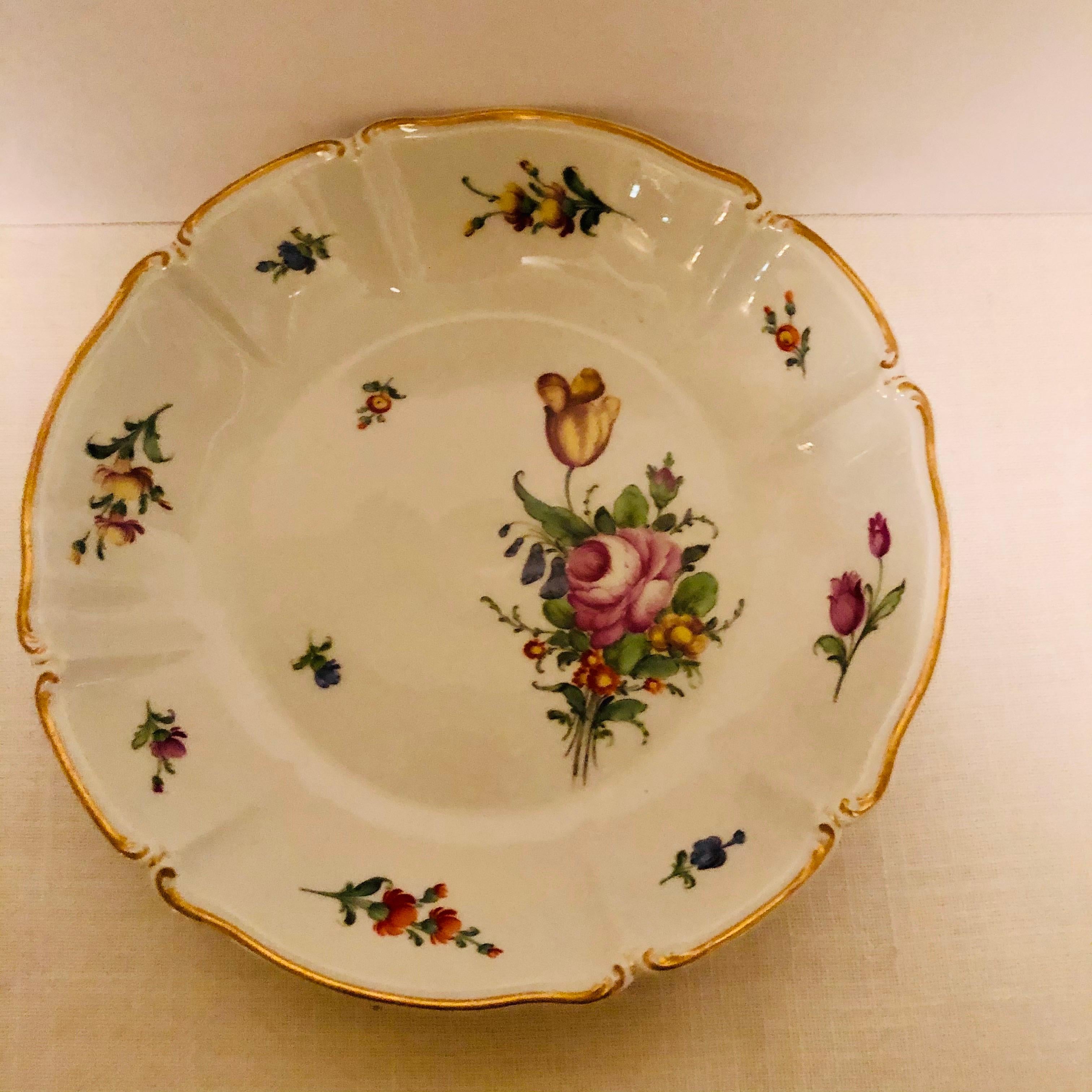Set of 10 Nymphenburg Soup Bowls Each Painted With a Different Flower Bouquet For Sale 3