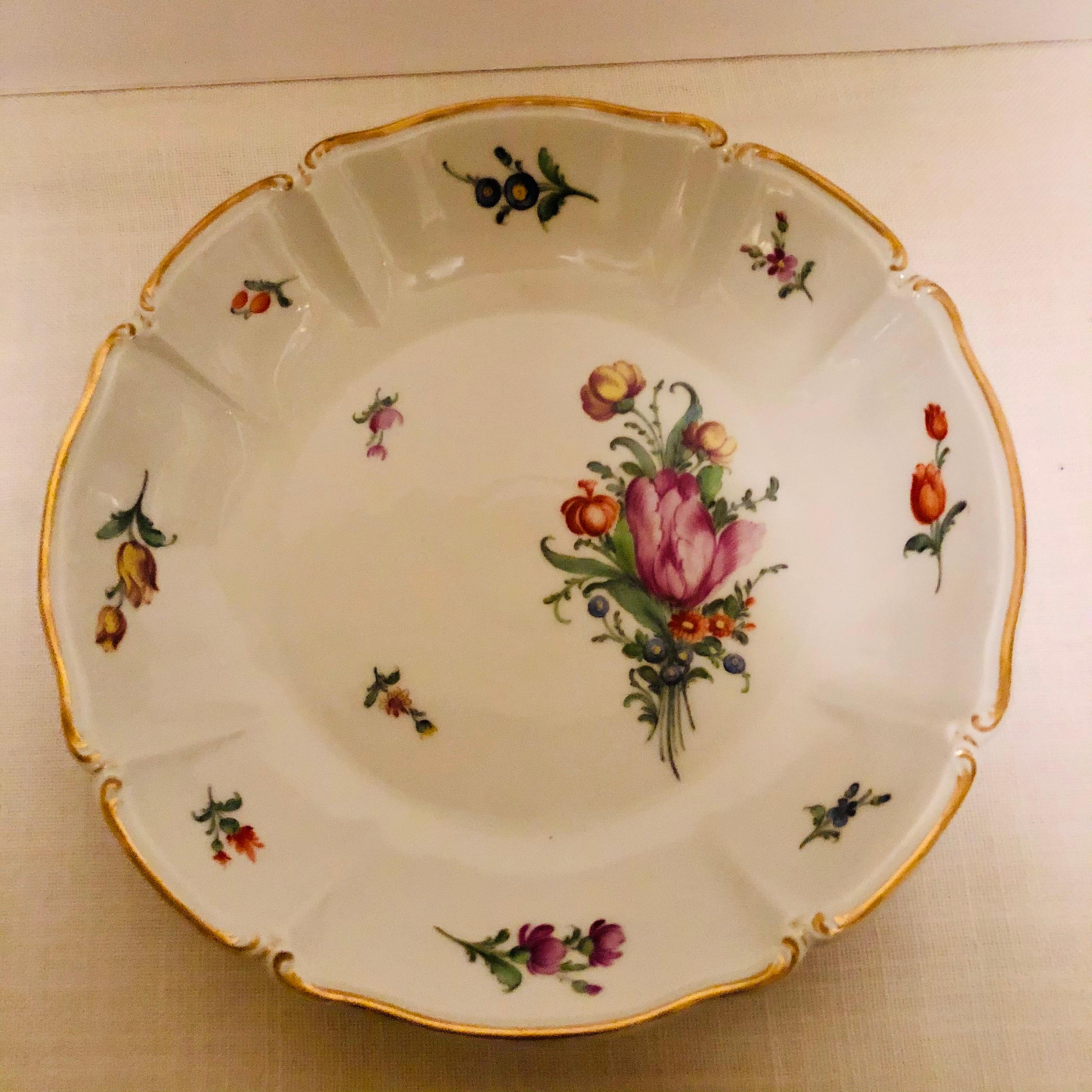 Set of 10 Nymphenburg Soup Bowls Each Painted With a Different Flower Bouquet For Sale 4