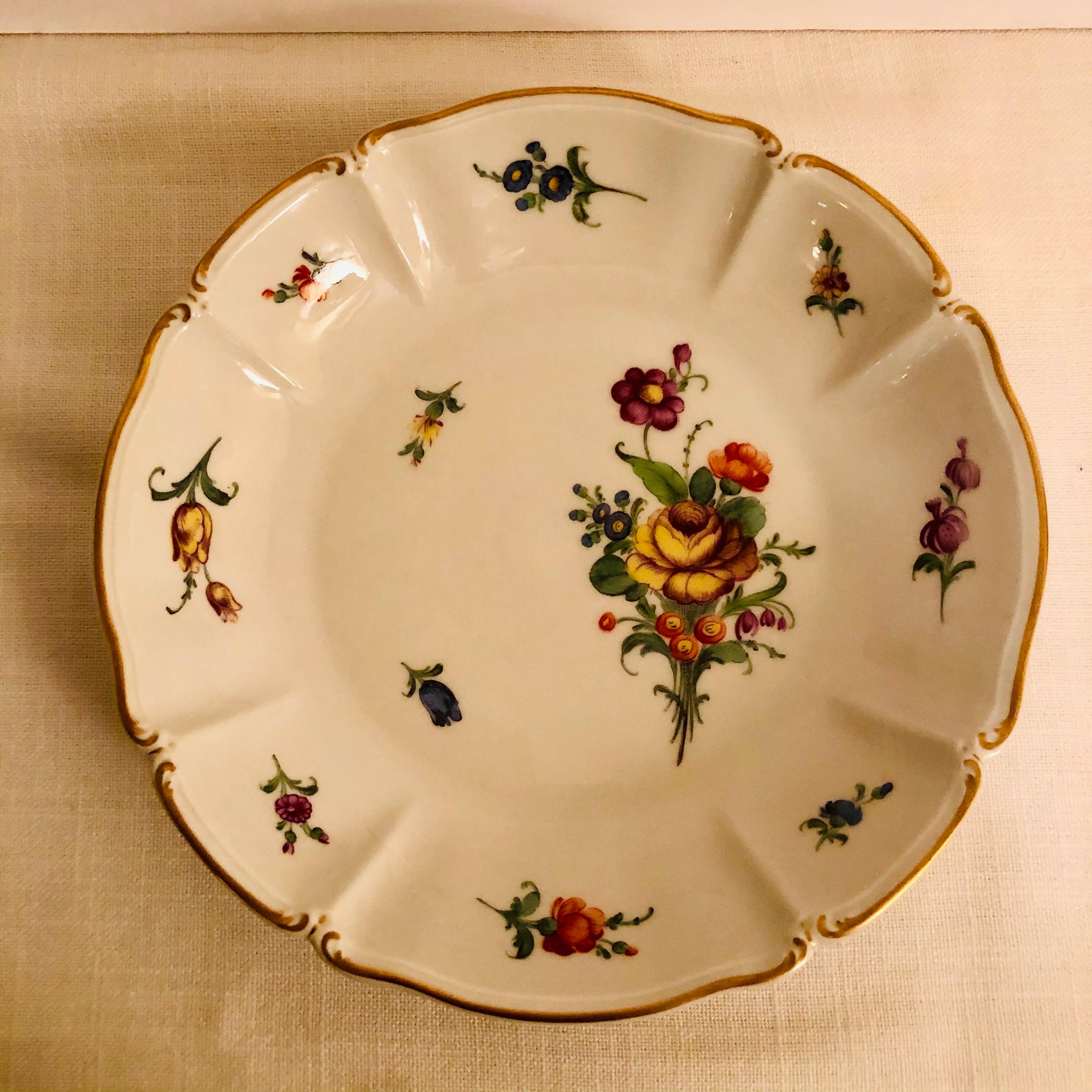 Set of 10 Nymphenburg Soup Bowls Each Painted With a Different Flower Bouquet In Good Condition For Sale In Boston, MA