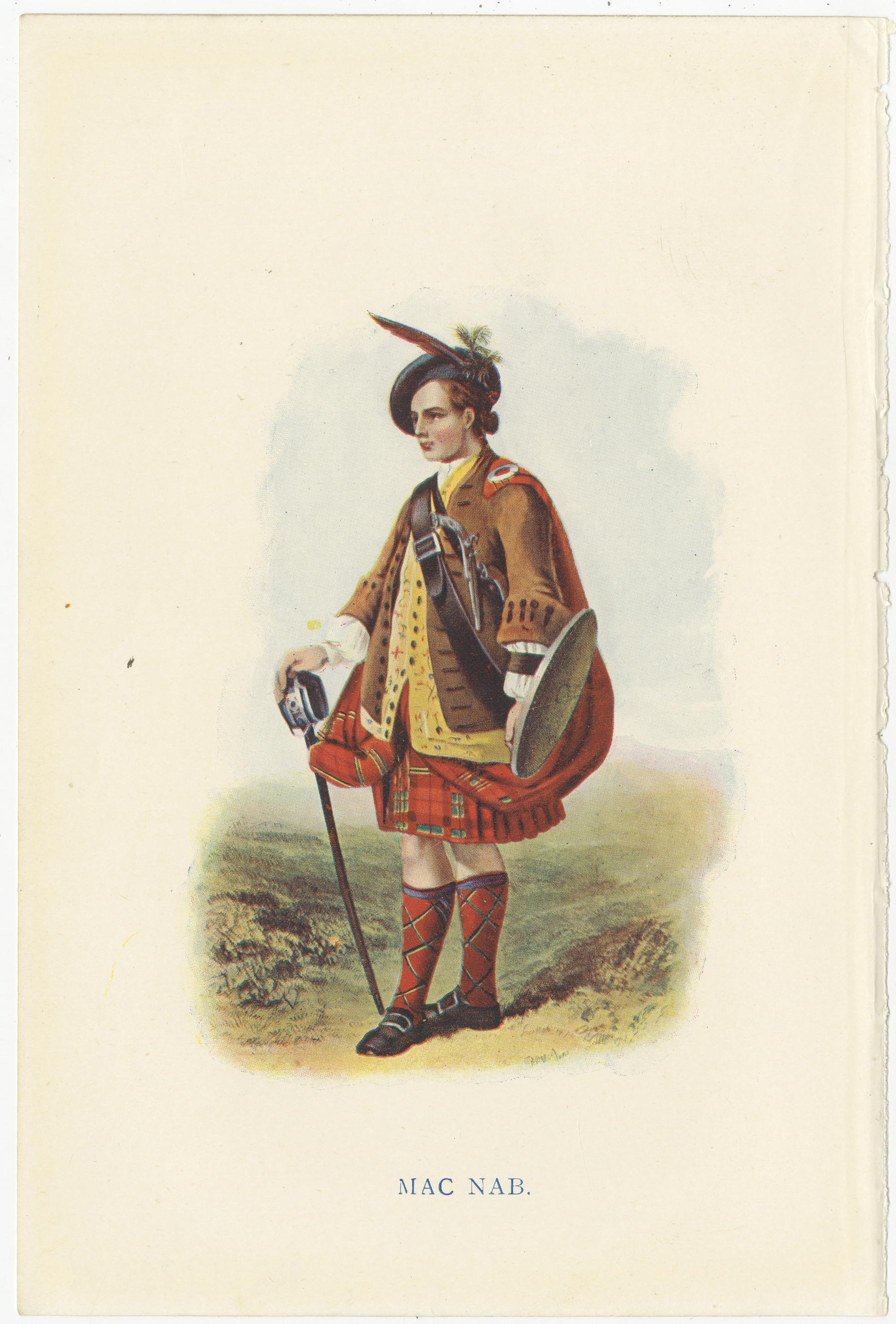 19th Century Set of 14 Original Antique Prints of Costumes of the Clans of Scotland For Sale