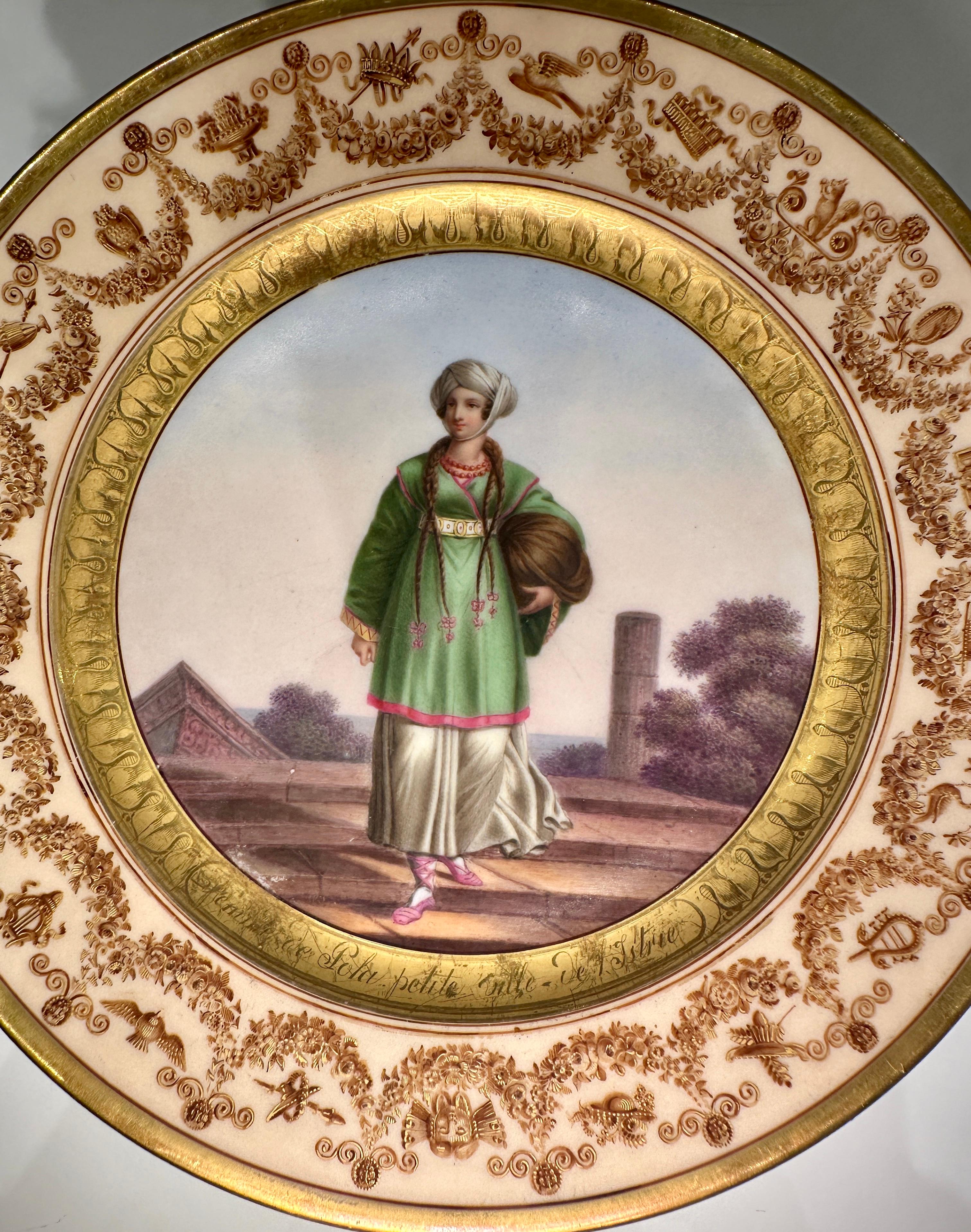 Set of 14 Paris Plates With Provincial Figures In Indigenous Dress, circa 1820 8