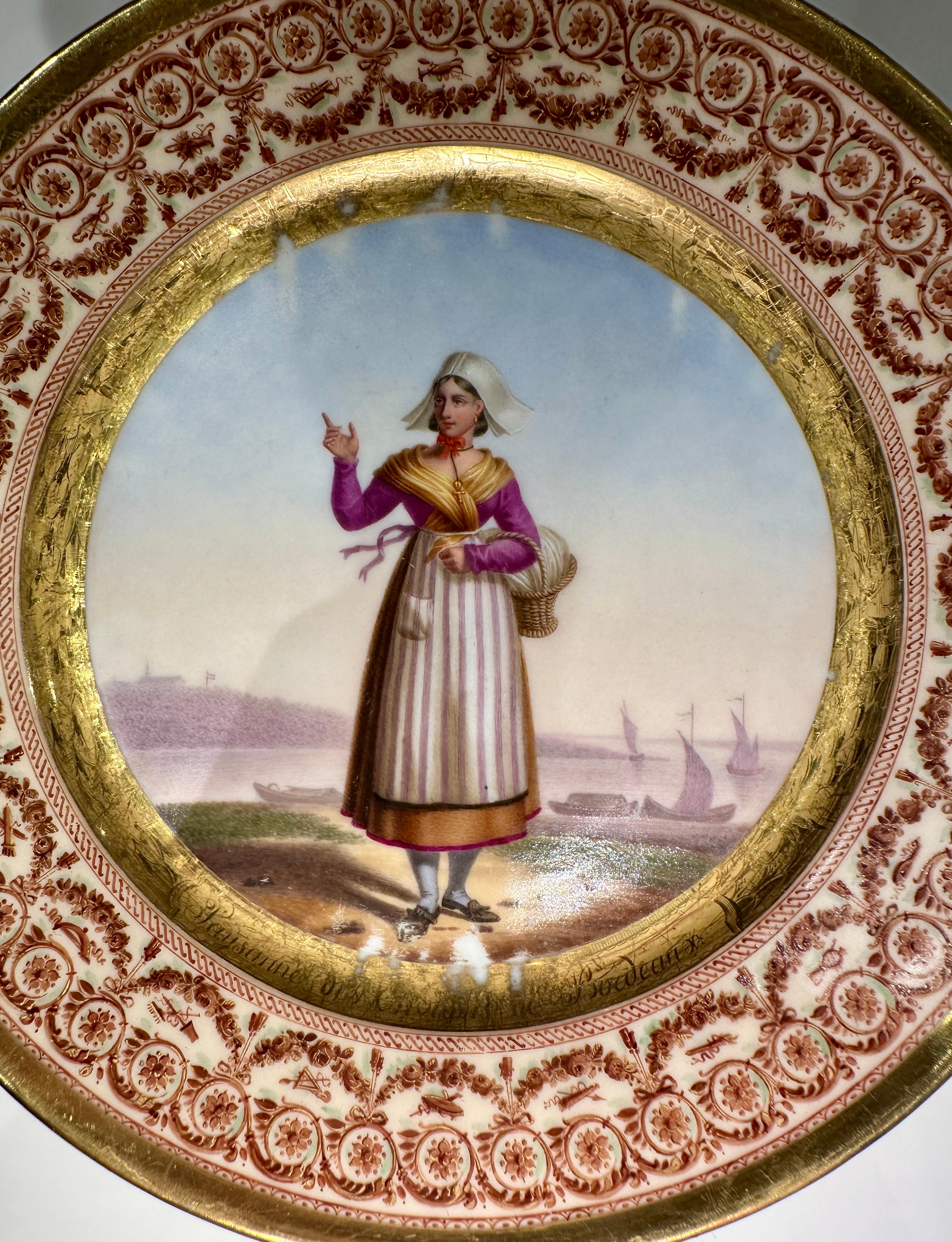 Set of 14 Paris Plates With Provincial Figures In Indigenous Dress, circa 1820 9