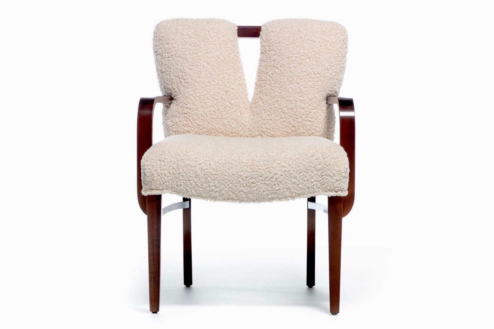 Mid-20th Century Set of 14 Paul Frankl Corset Back Dining Chairs in Ivory White Bouclé, c. 1950s