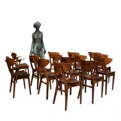 Set of 14 Solid Teak Dining Chairs by Richard Jensen & Kjærulff Rasmussen 1950's