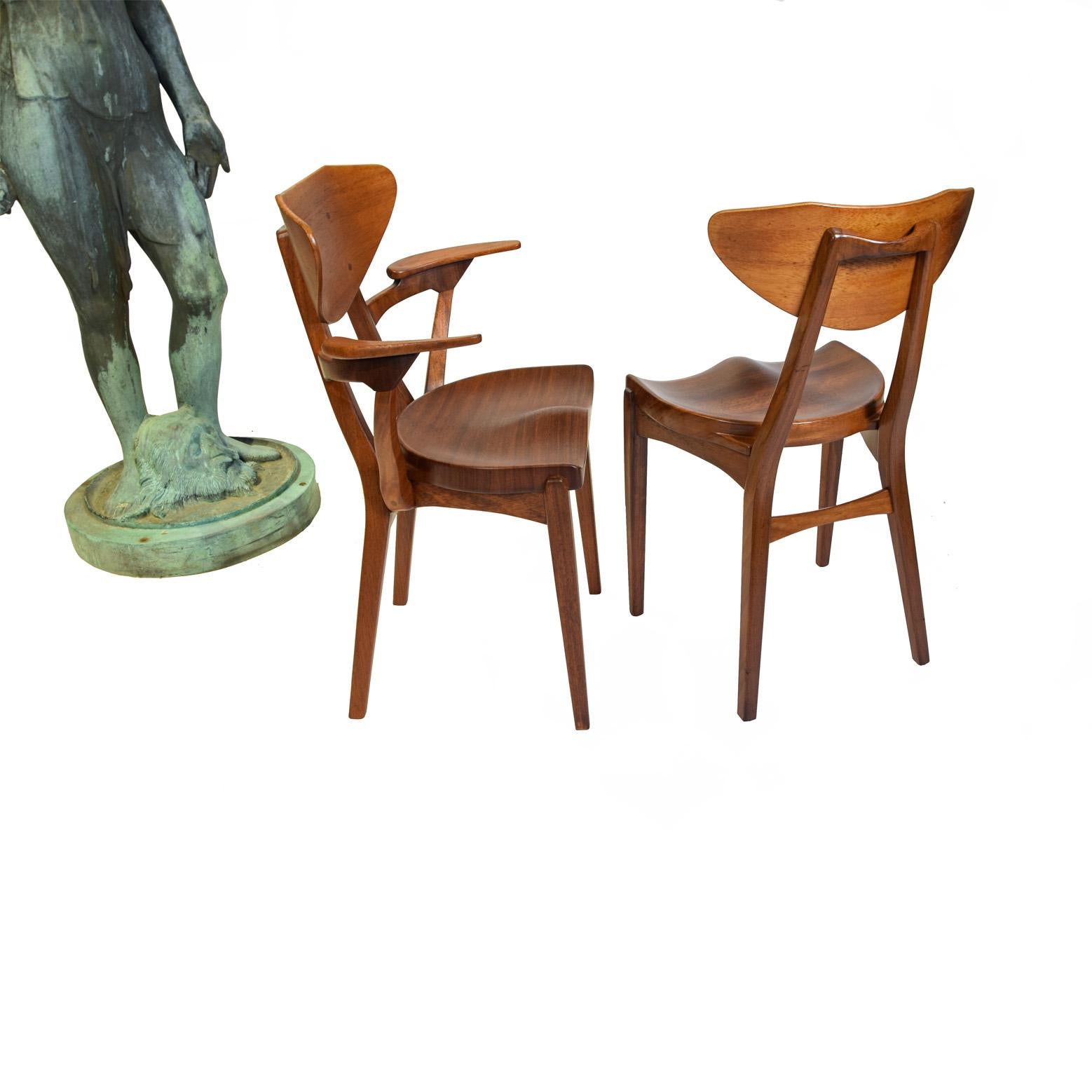 Set of 14 Solid Teak Dining Chairs by Richard Jensen & Kjærulff Rasmussen 1950's In Good Condition For Sale In Hudson, NY
