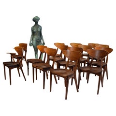 Vintage Set of 14 Solid Teak Dining Chairs by Richard Jensen & Kjærulff Rasmussen 1950's