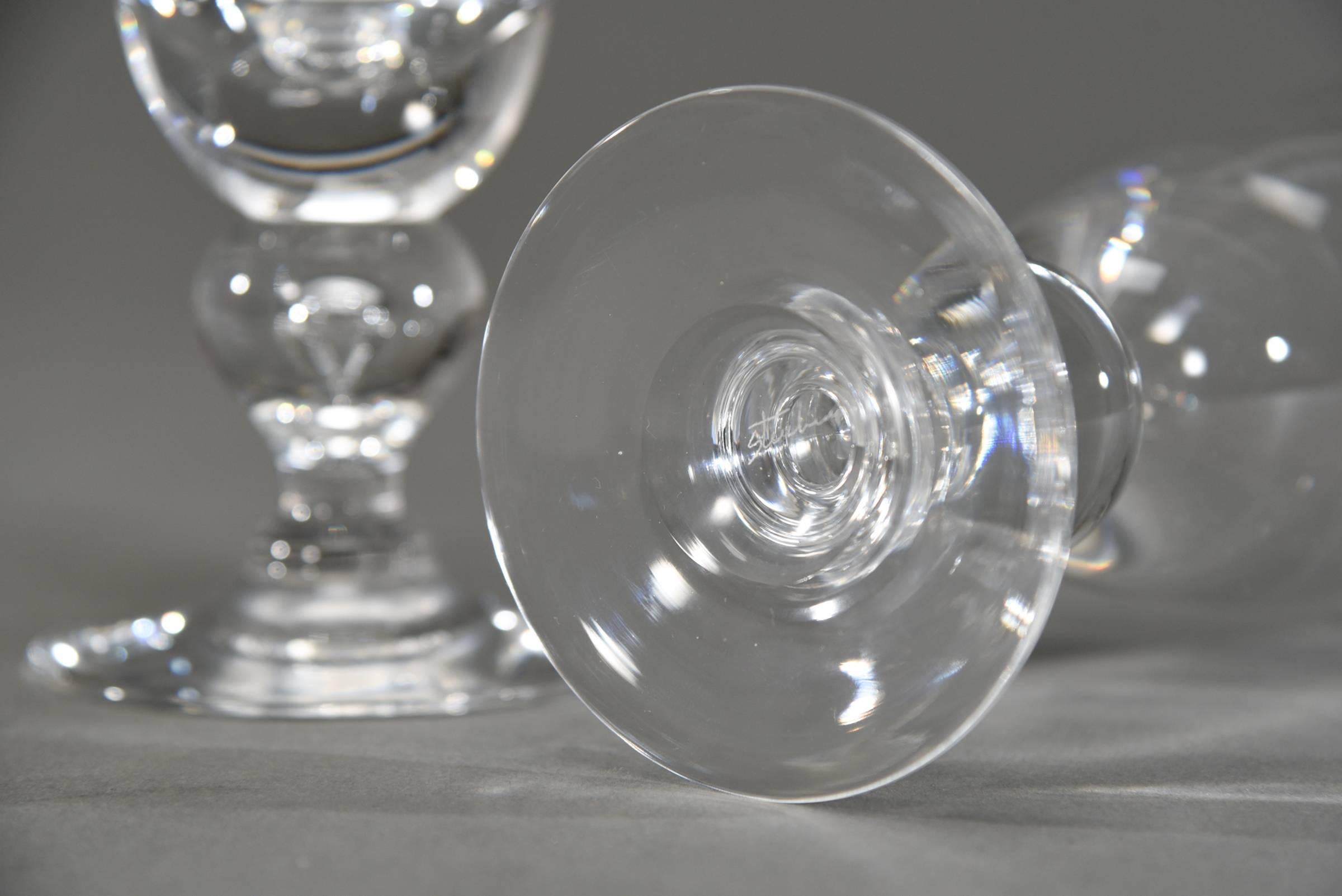Mid-Century Modern Set of 14 Steuben Handblown Crystal Baluster Water Goblets #7877, circa 1940s