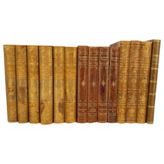 Set of 14 Swedish Antique Leather-Bound Books, Early 20th Century