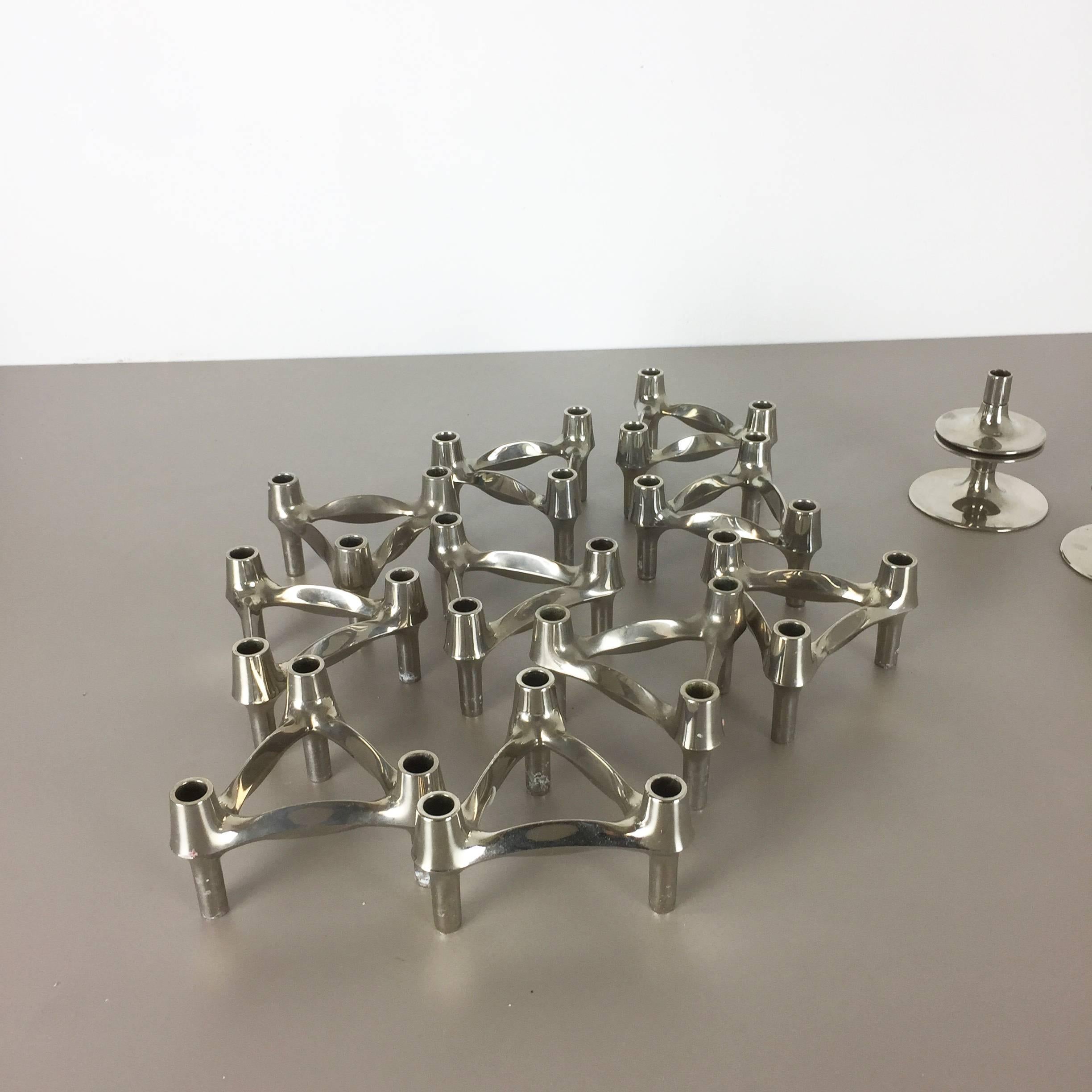 Set of 14 Vintage, 1970s BMF Nagel Candleholder Elements Design by Caesar Stoffi 3