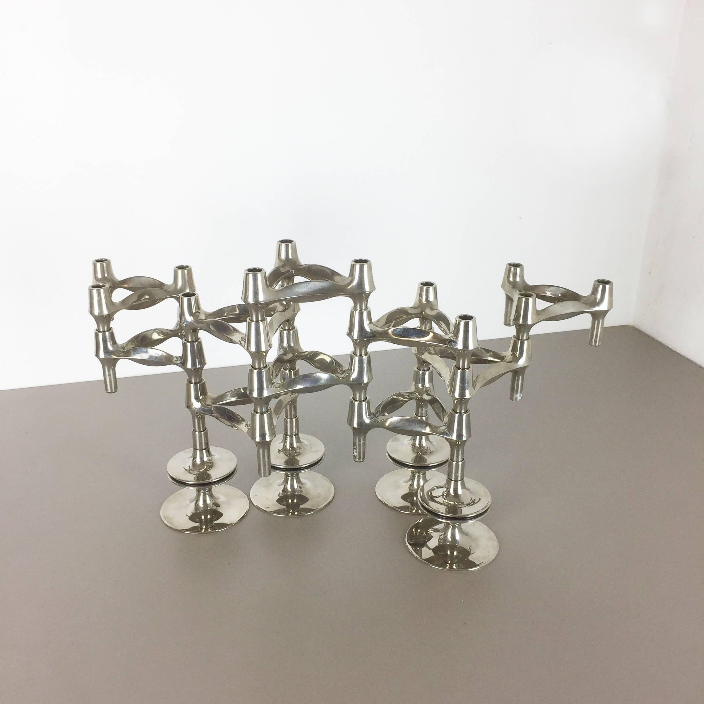 Mid-Century Modern Set of 14 Vintage, 1970s BMF Nagel Candleholder Elements Design by Caesar Stoffi