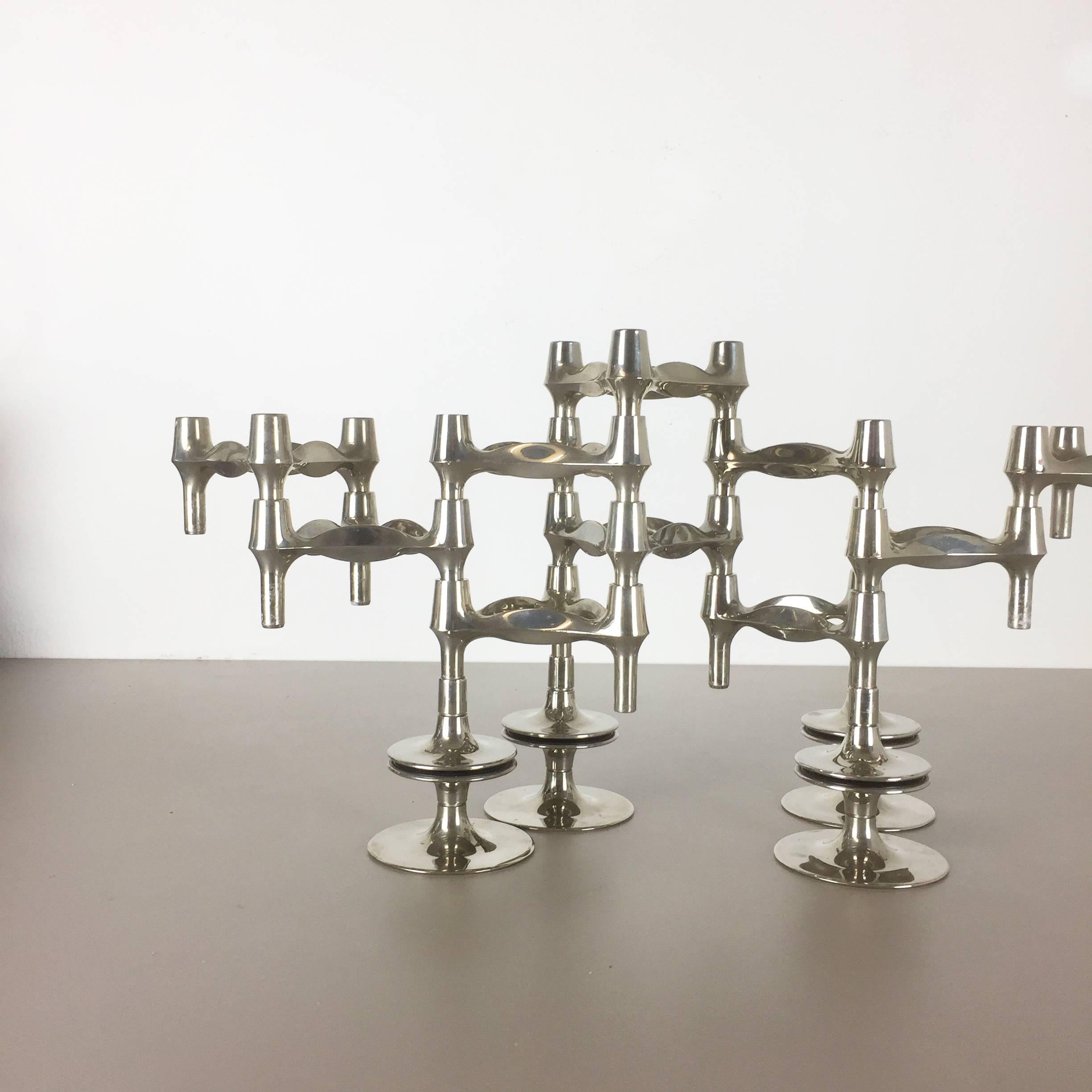 German Set of 14 Vintage, 1970s BMF Nagel Candleholder Elements Design by Caesar Stoffi
