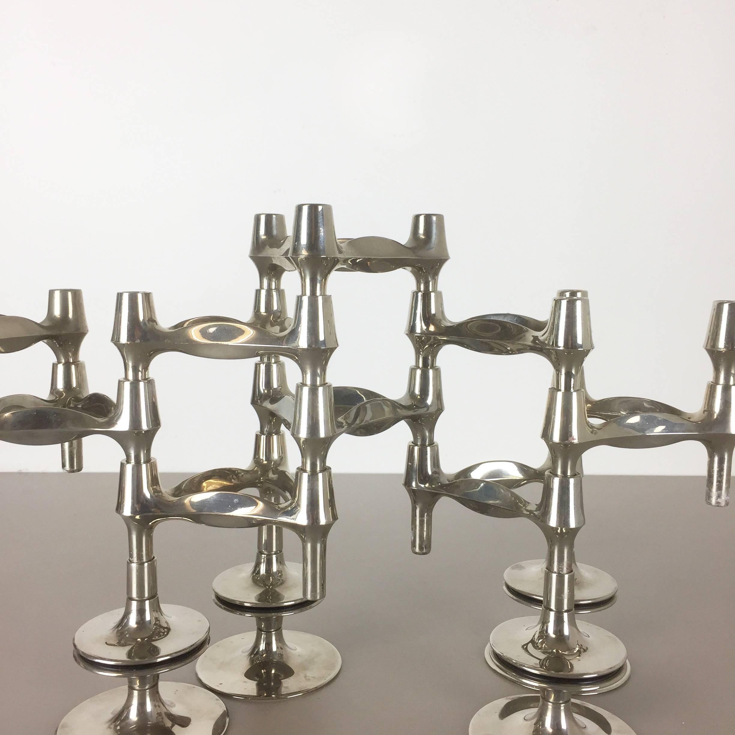 20th Century Set of 14 Vintage, 1970s BMF Nagel Candleholder Elements Design by Caesar Stoffi