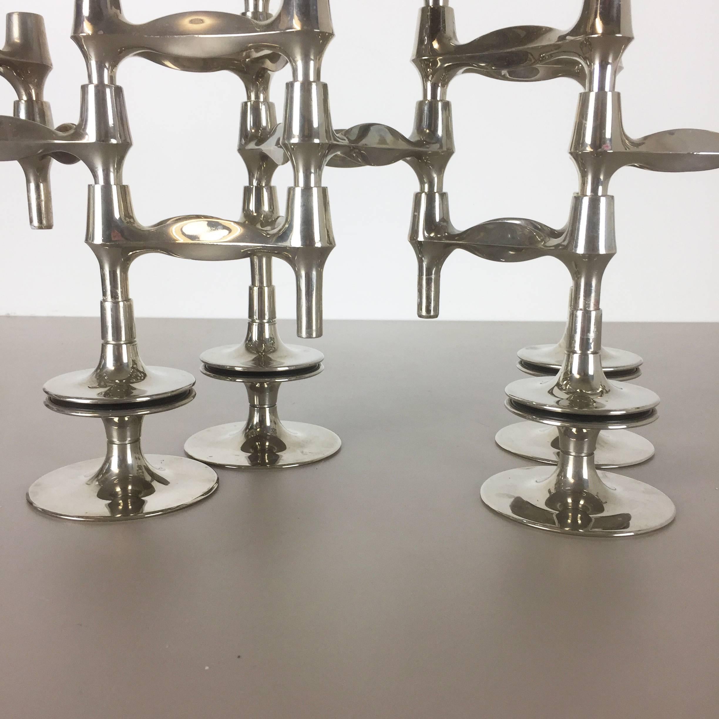 Metal Set of 14 Vintage, 1970s BMF Nagel Candleholder Elements Design by Caesar Stoffi