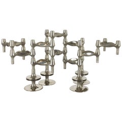 Set of 14 Vintage, 1970s BMF Nagel Candleholder Elements Design by Caesar Stoffi
