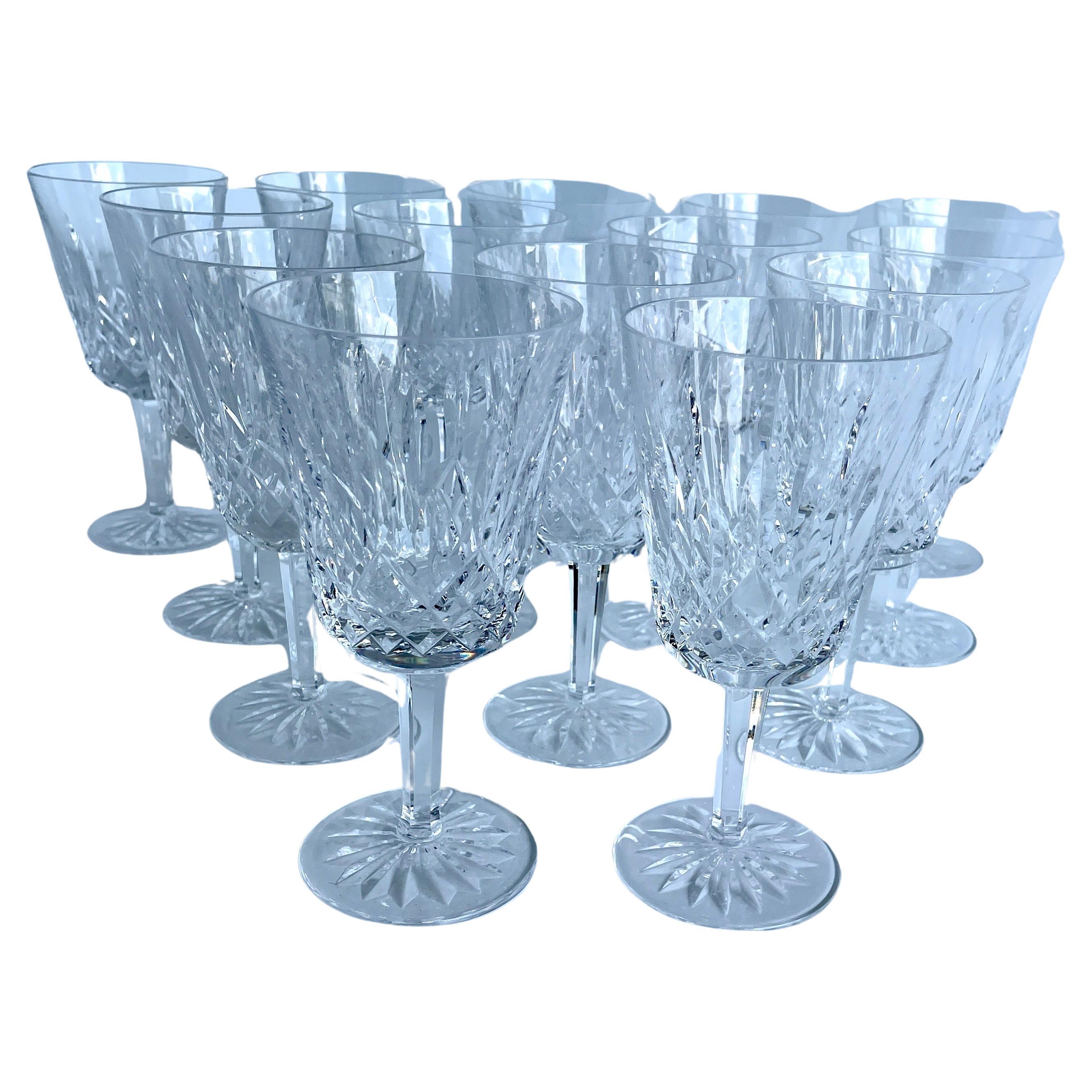 Set von 14 Vintage-Lismore Waterford-Kristall-Weingläsern aus Kristall mit Goblet-Wasser, 1990er Jahre im Zustand „Gut“ im Angebot in Haddonfield, NJ
