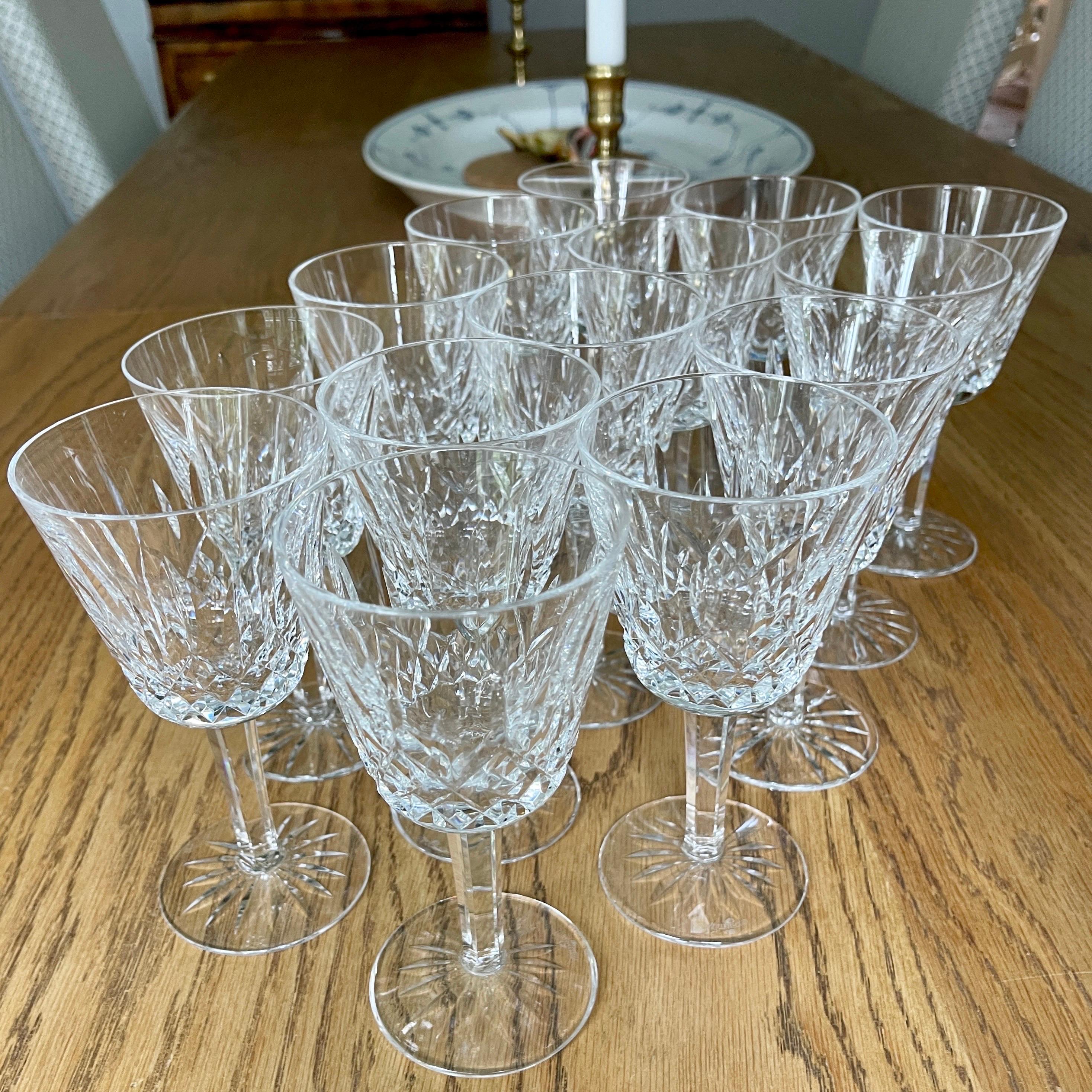Set of 14 Vintage Lismore Waterford Crystal Wine Glasses, circa 1990s 5