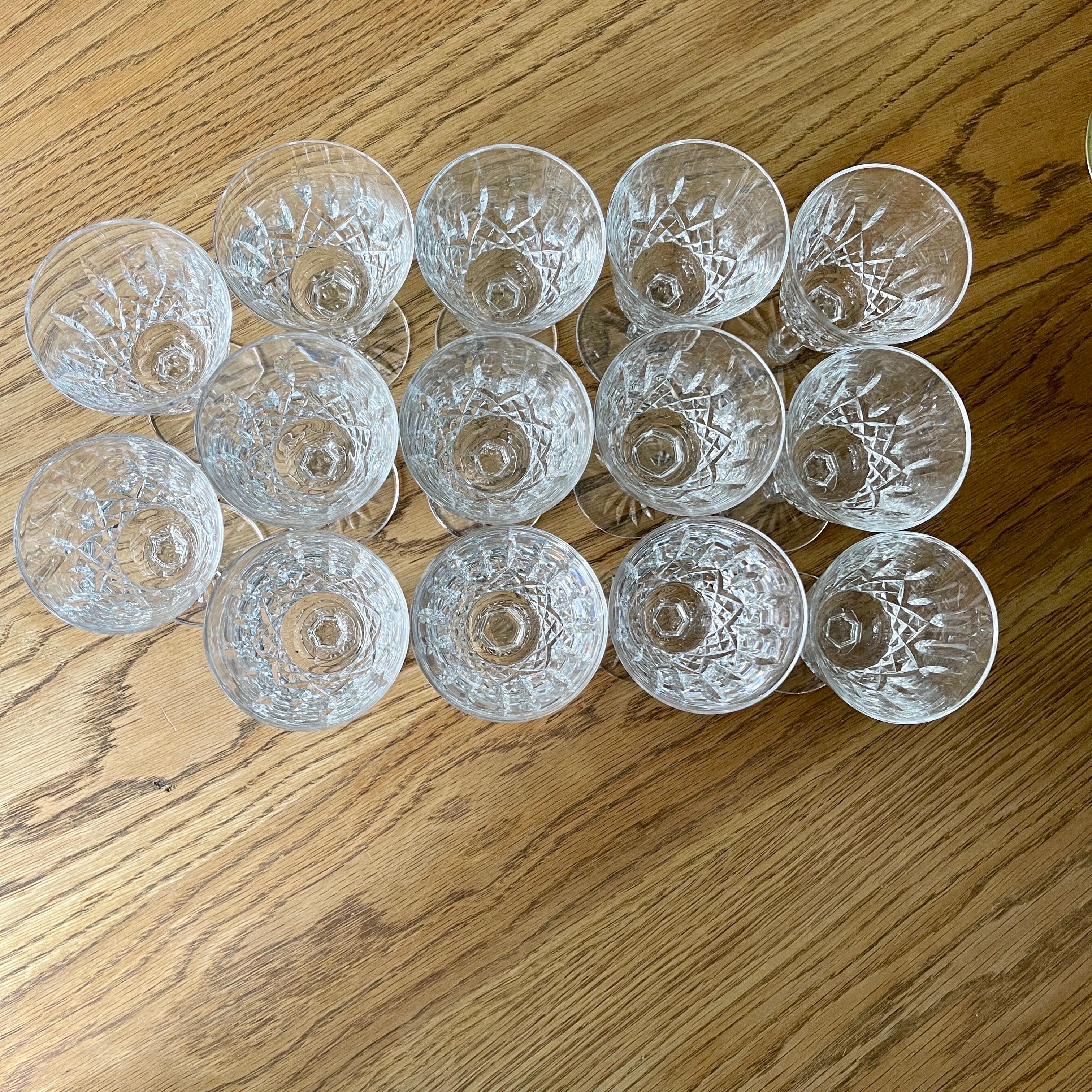 Set of 14 Vintage Lismore Waterford Crystal Wine Glasses, circa 1990s 6