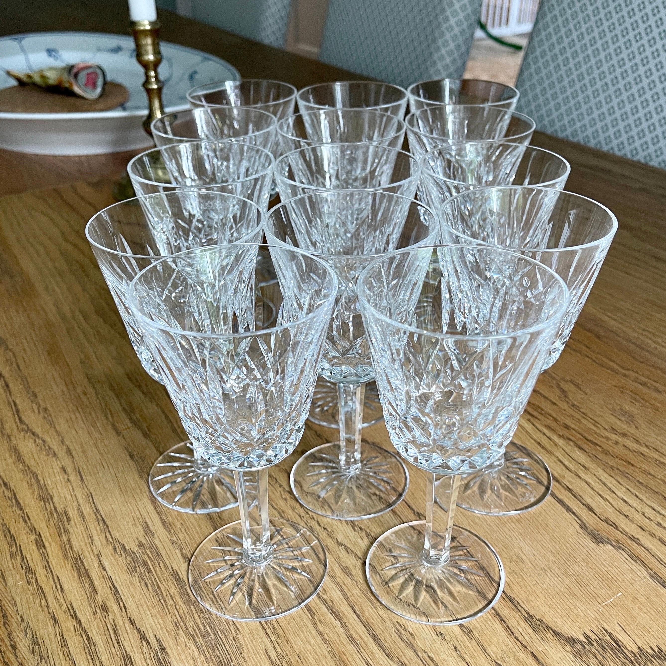 Set of 14 Vintage Lismore Waterford Crystal Wine Glasses, circa 1990s 9