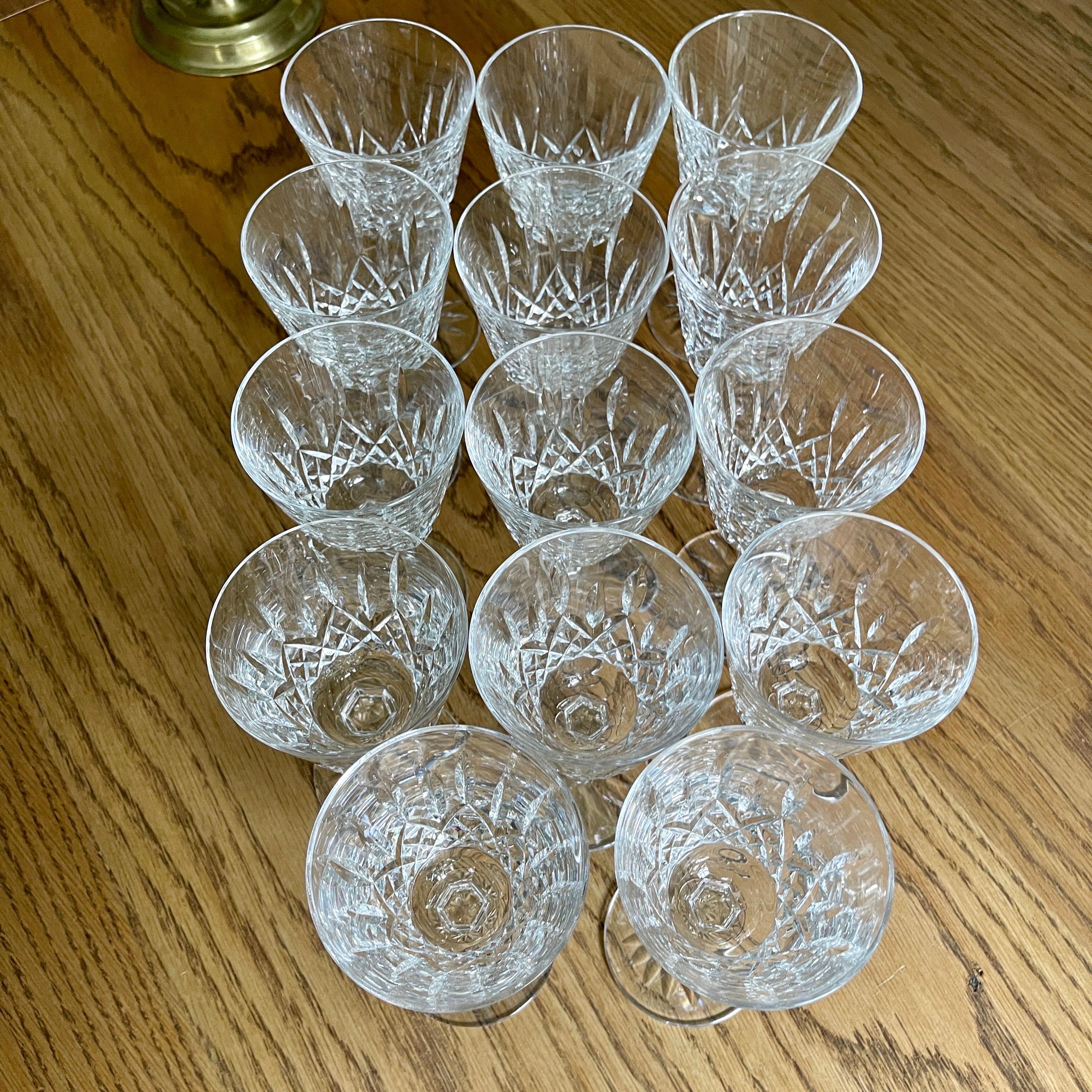 Set of 14 Vintage Lismore Waterford Crystal Wine Glasses, circa 1990s 10