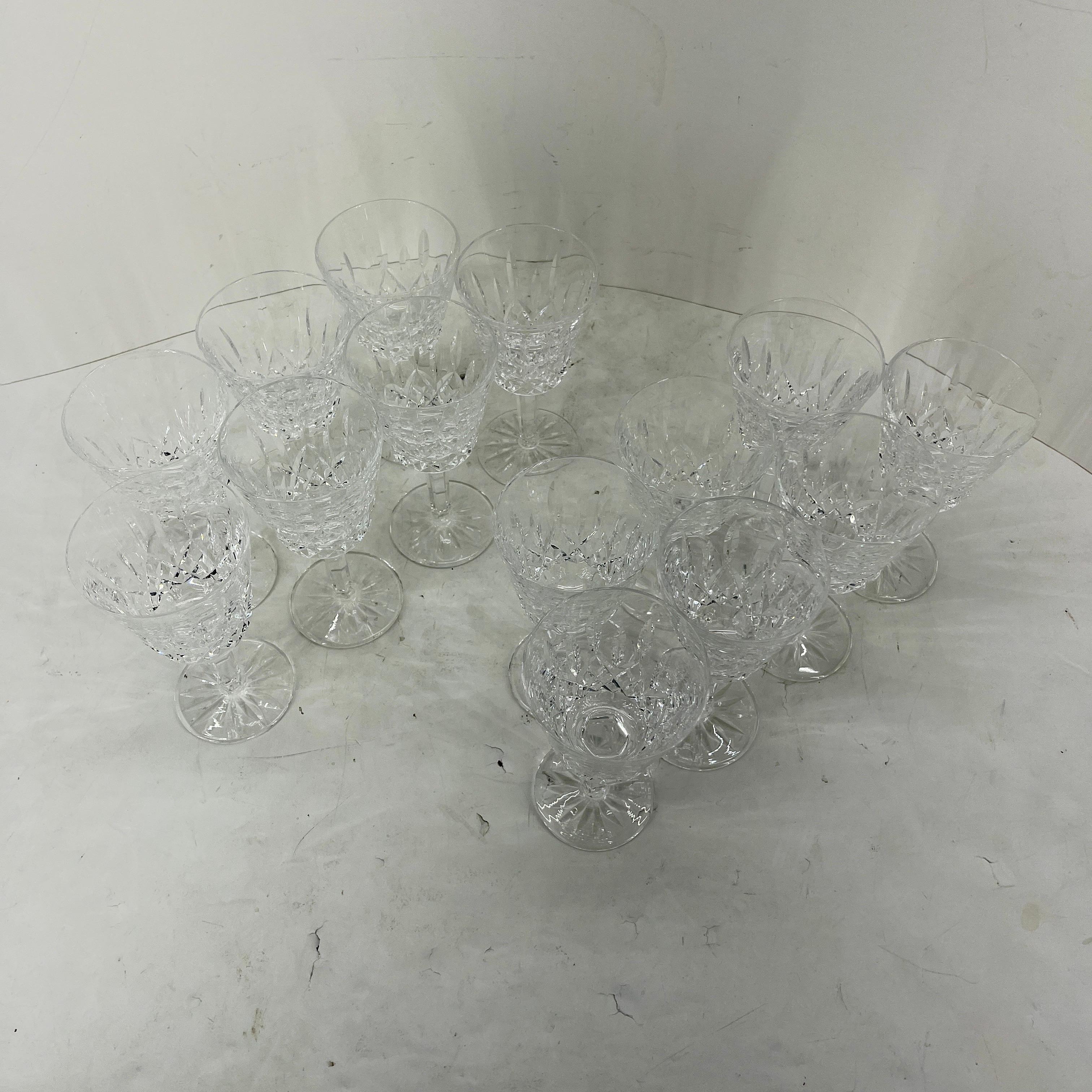 Set of 14 Vintage Lismore Waterford Crystal Wine Glasses, circa 1990s 12