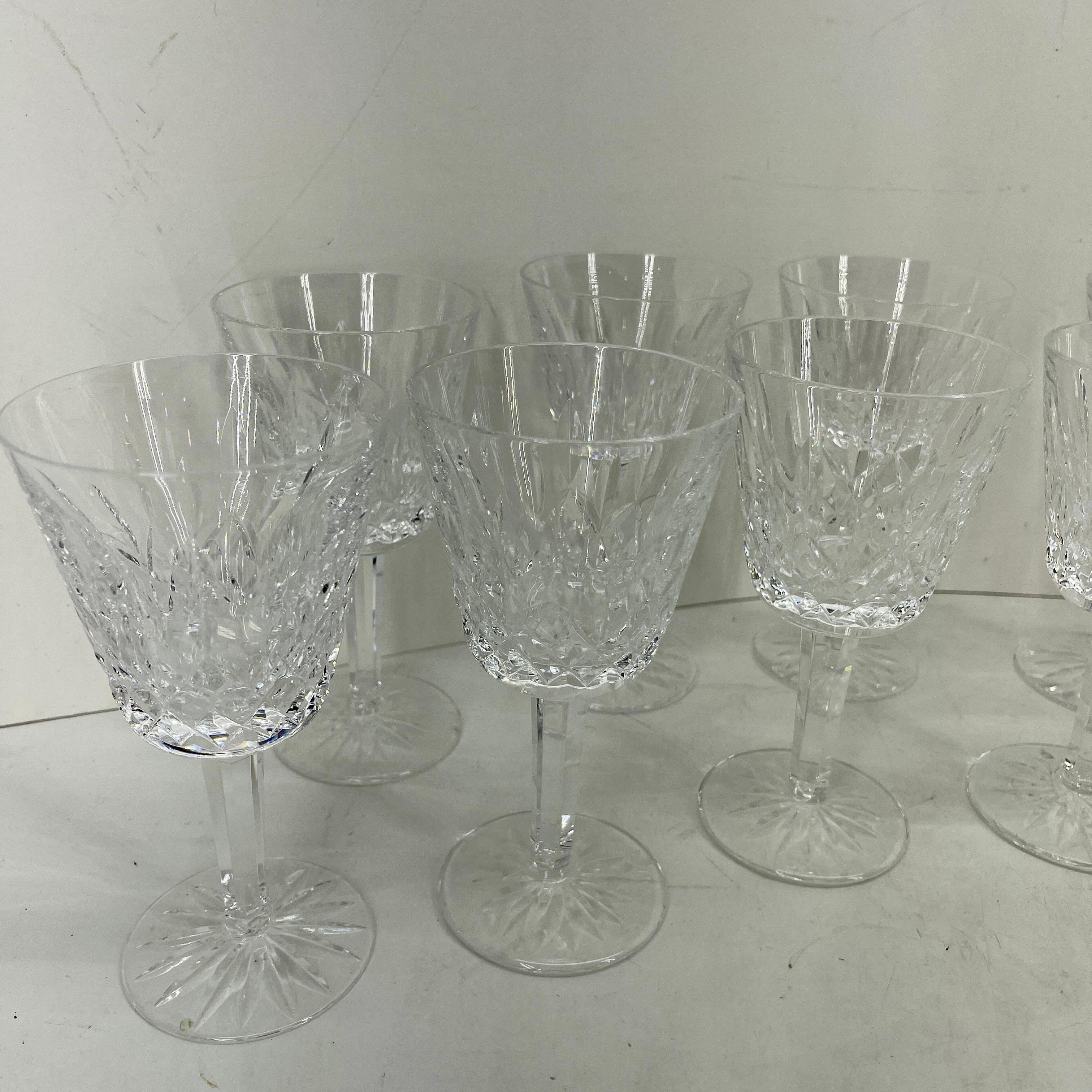 Set of 14 Vintage Lismore Waterford Crystal Wine Glasses, circa 1990s In Good Condition In Haddonfield, NJ