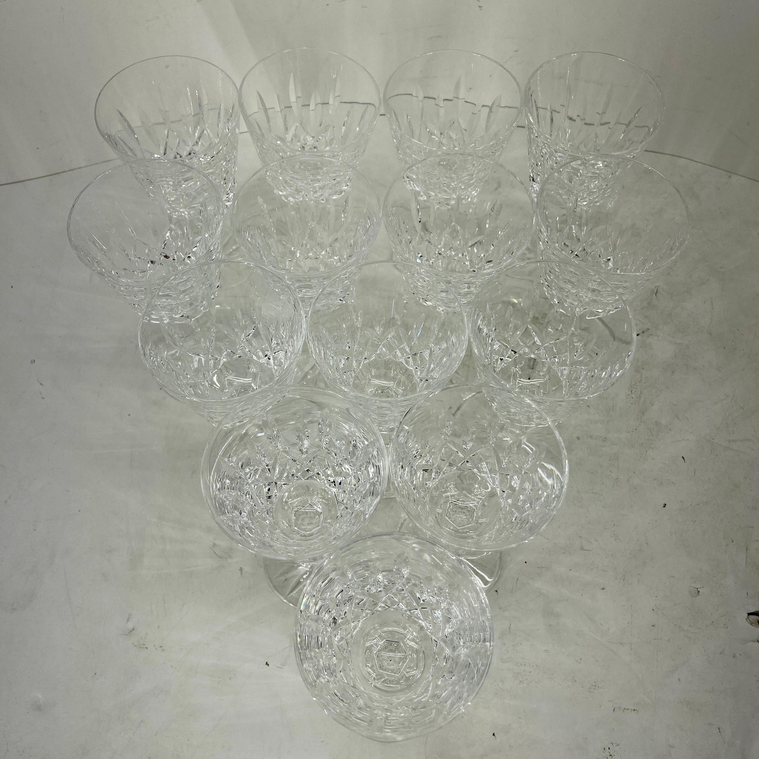 20th Century Set of 14 Vintage Lismore Waterford Crystal Wine Glasses, circa 1990s