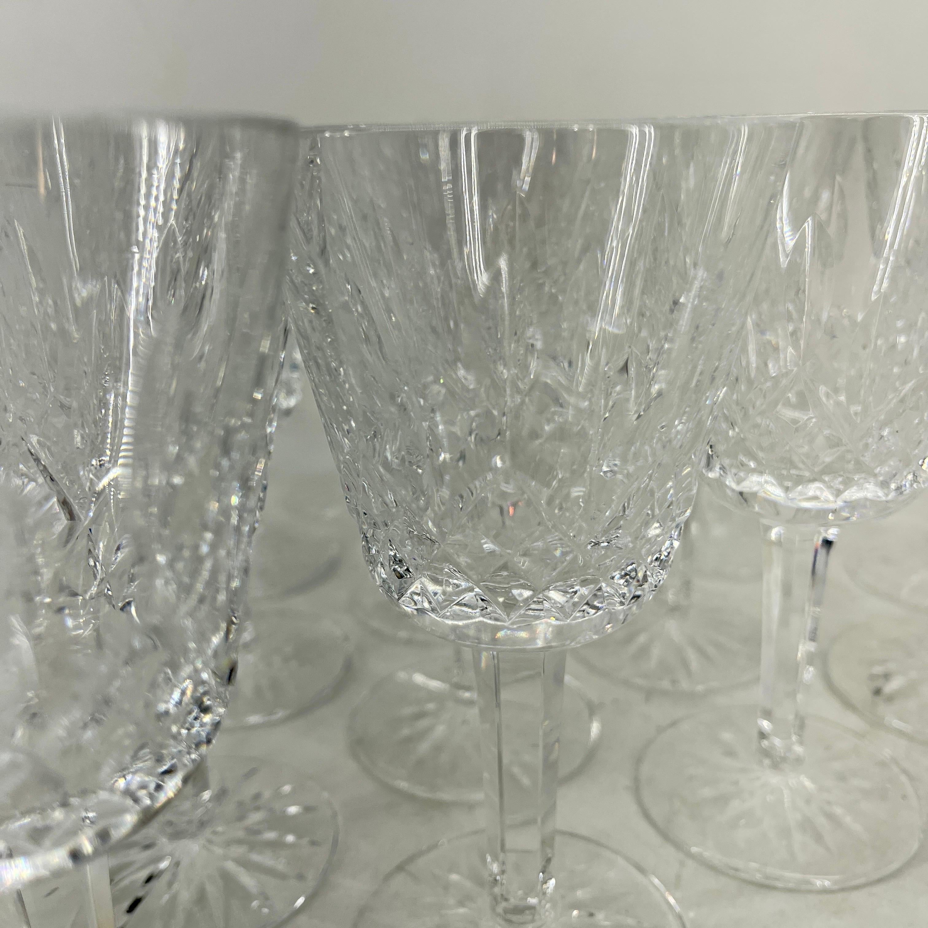 Set of 14 Vintage Lismore Waterford Crystal Wine Glasses, circa 1990s 2
