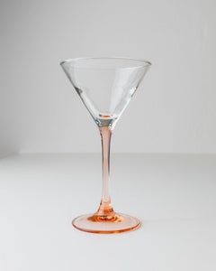 Set of 14 Vintage Martini Glasses Pink Luminarc Champagne Bowls France, 1980s