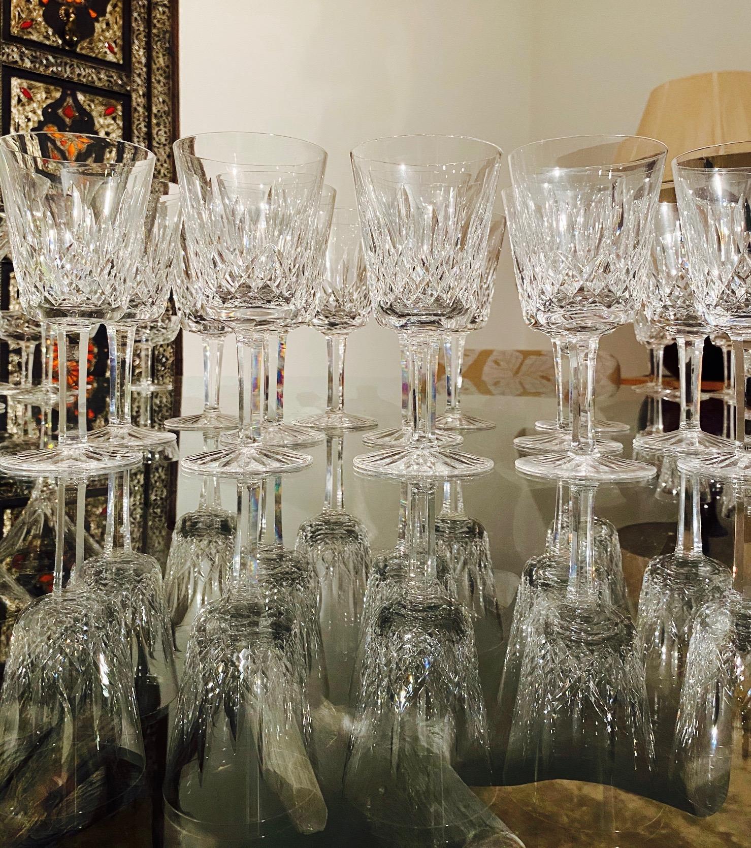 Faceted Set of 14 Vintage Waterford Crystal Lismore Water Goblets, Germany, circa 1990s