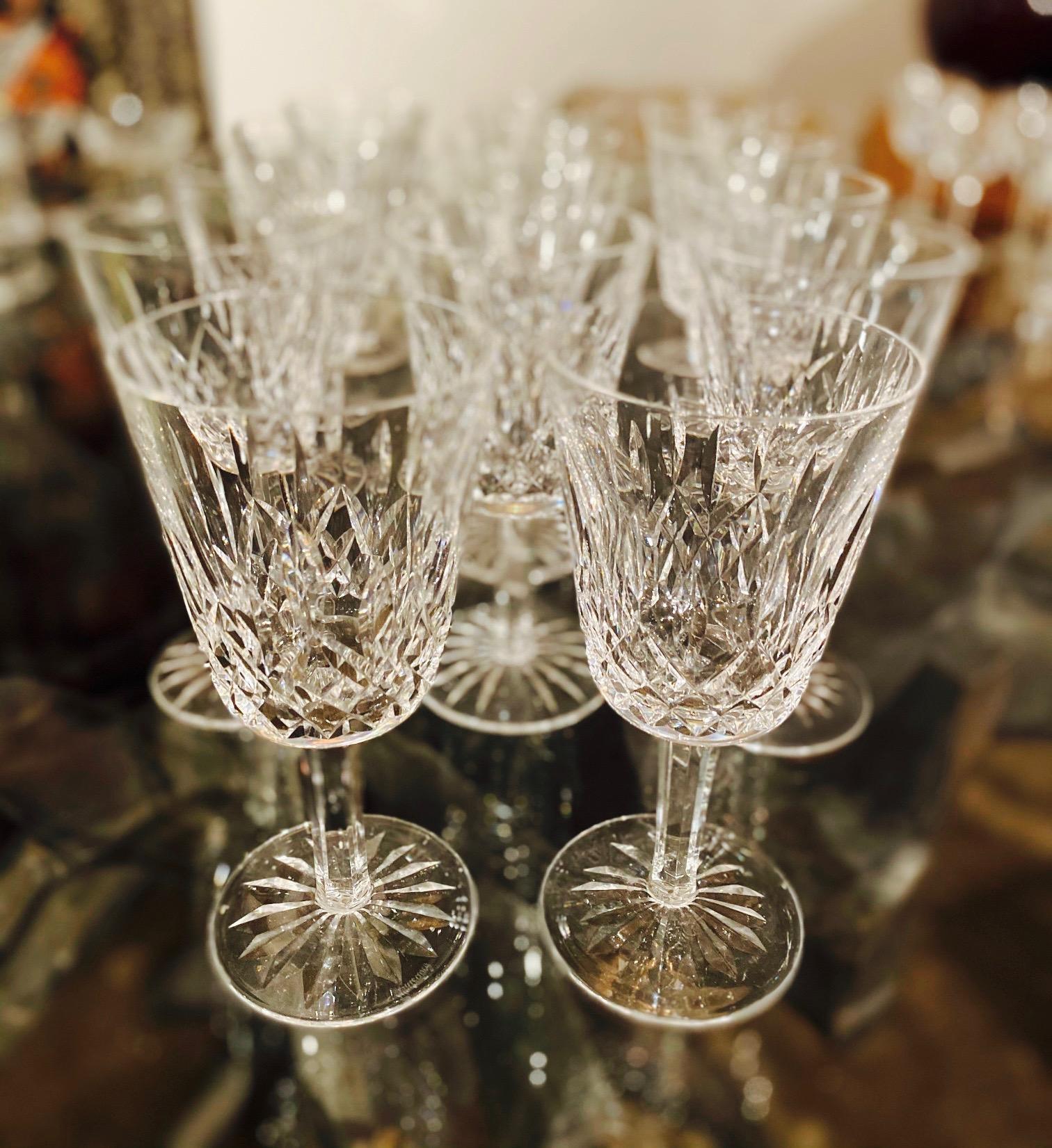 Set of 14 Vintage Waterford Crystal Lismore Water Goblets, Germany, circa 1990s In Excellent Condition In Fort Lauderdale, FL