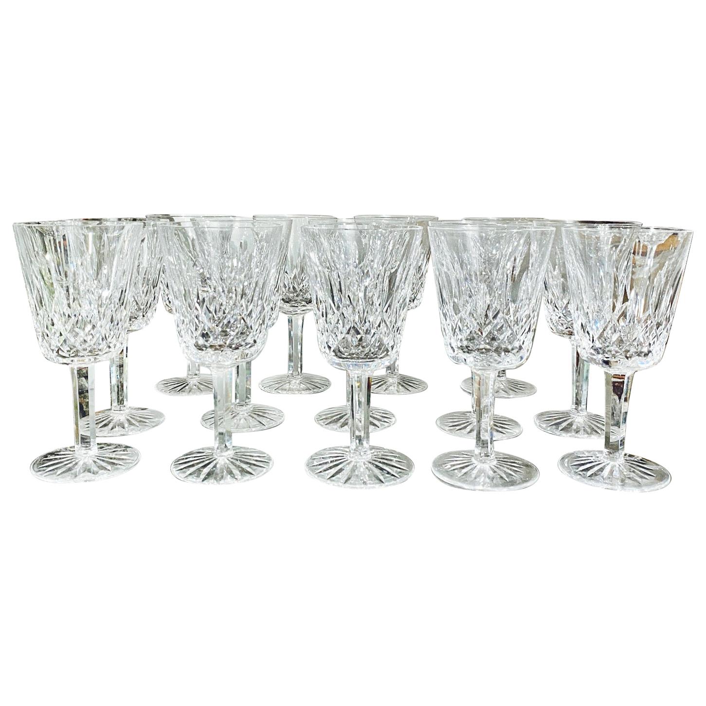 Set of 14 Vintage Waterford Crystal Lismore Water Goblets, Germany, circa 1990s