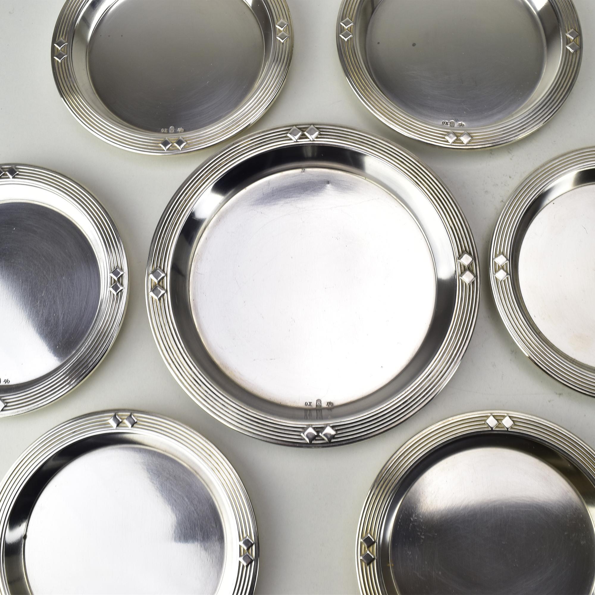 Set of 14 WMF Silver Plated Bottle & Glass Coasters, Art Nouveau Secessionist 2