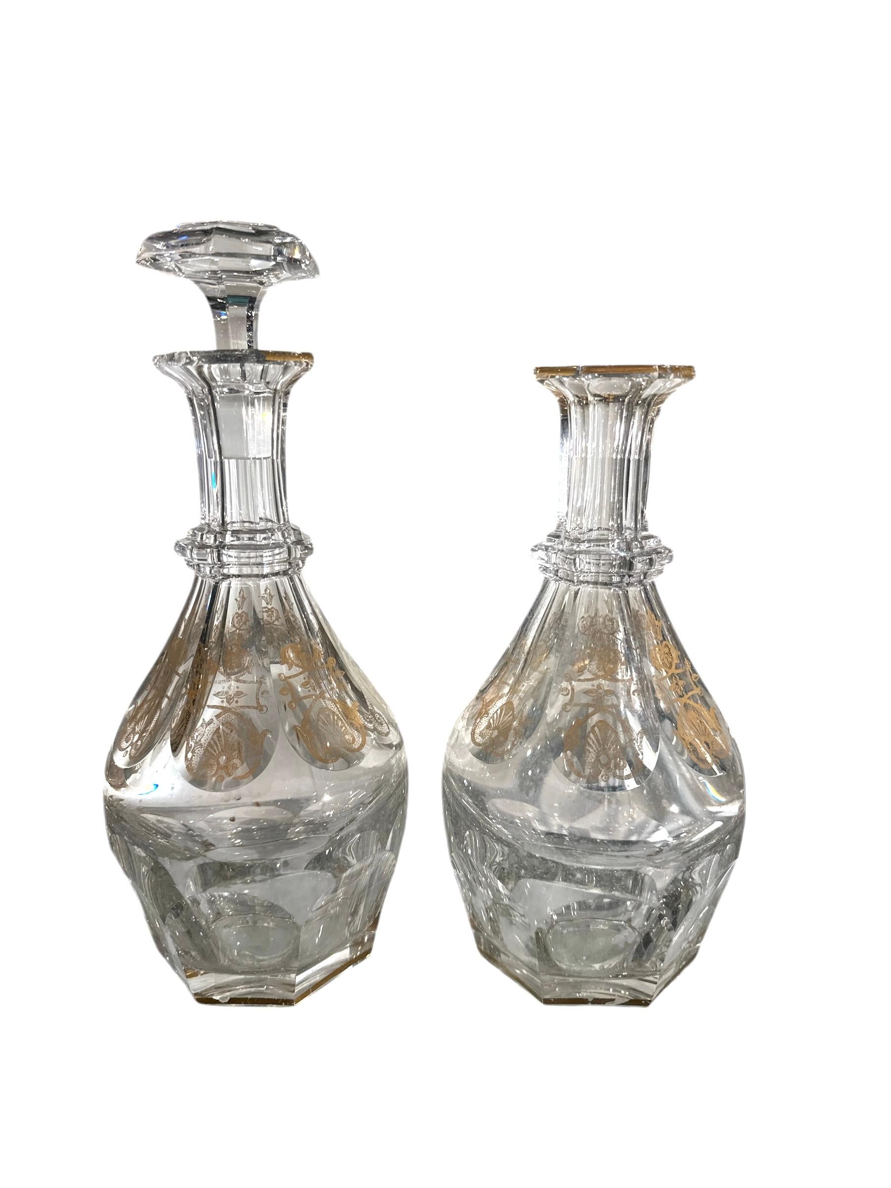 French Set of 14pc Baccarat Crystal Harcourt Empire Decanters and Champagne Glasses