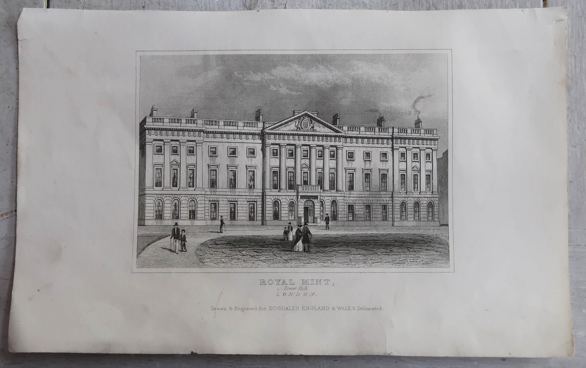 Satz von 15 antiken Architekturdrucken, Londoner Gebäude, um 1840 im Angebot 4