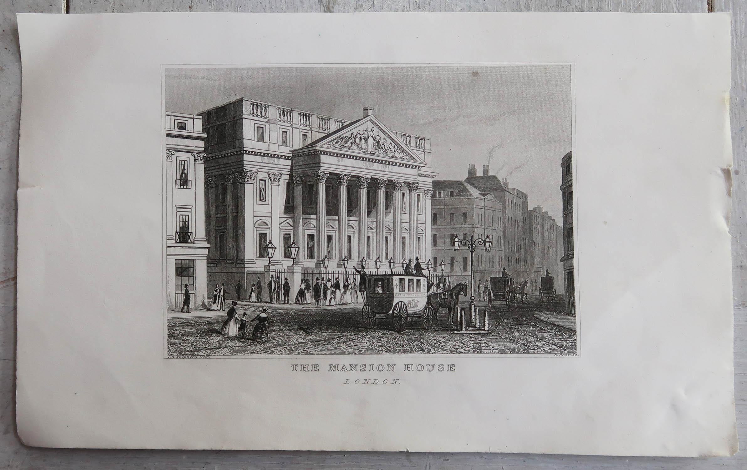 Georgian Set of 15 Antique Architectural Prints, London Buildings, circa 1840 For Sale