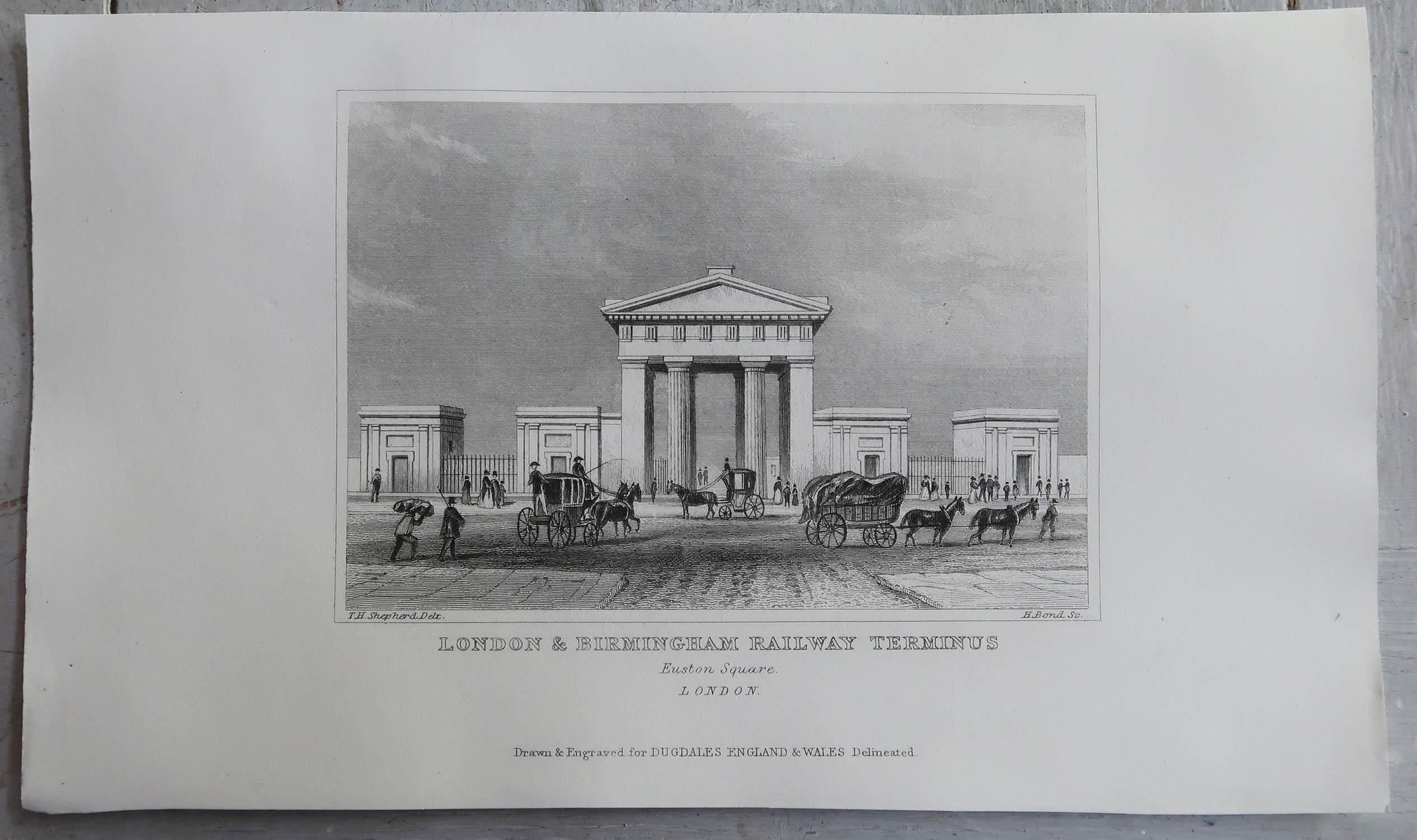 Satz von 15 antiken Architekturdrucken, Londoner Gebäude, um 1840 (Englisch) im Angebot